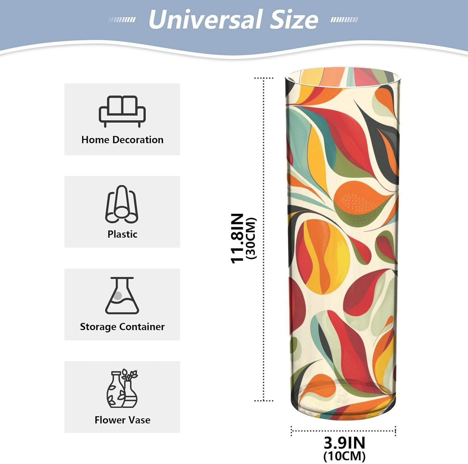 Colorful Swirls Leaves Hurricane Floating Candle Holder 118 x 39 Inch