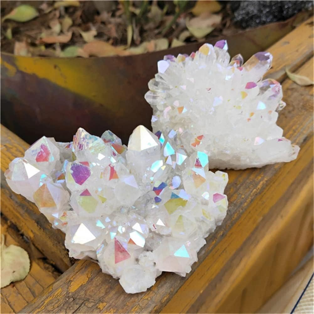 Crystal Minerals Natural Electroplated Aura Angel Clear Quartz Crystal Cluster for Home Decoration