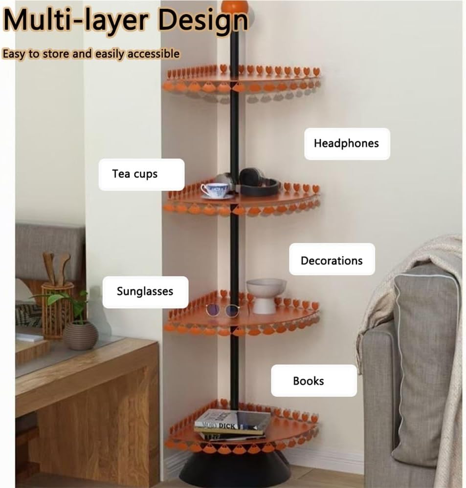 Stylish Multi-Layer Metal Corner Shelf for Home Office