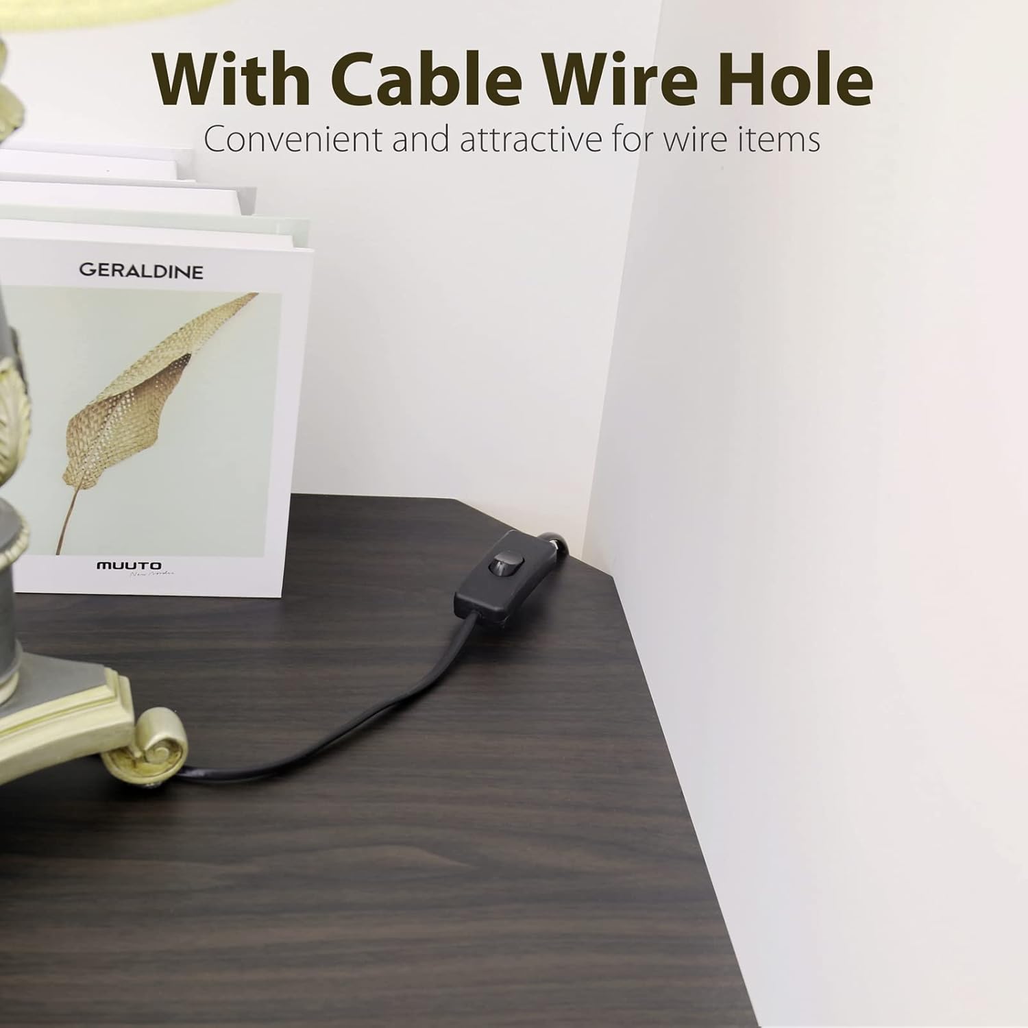 20-Inch Corner Floating Shelf with Wire Cable Hole