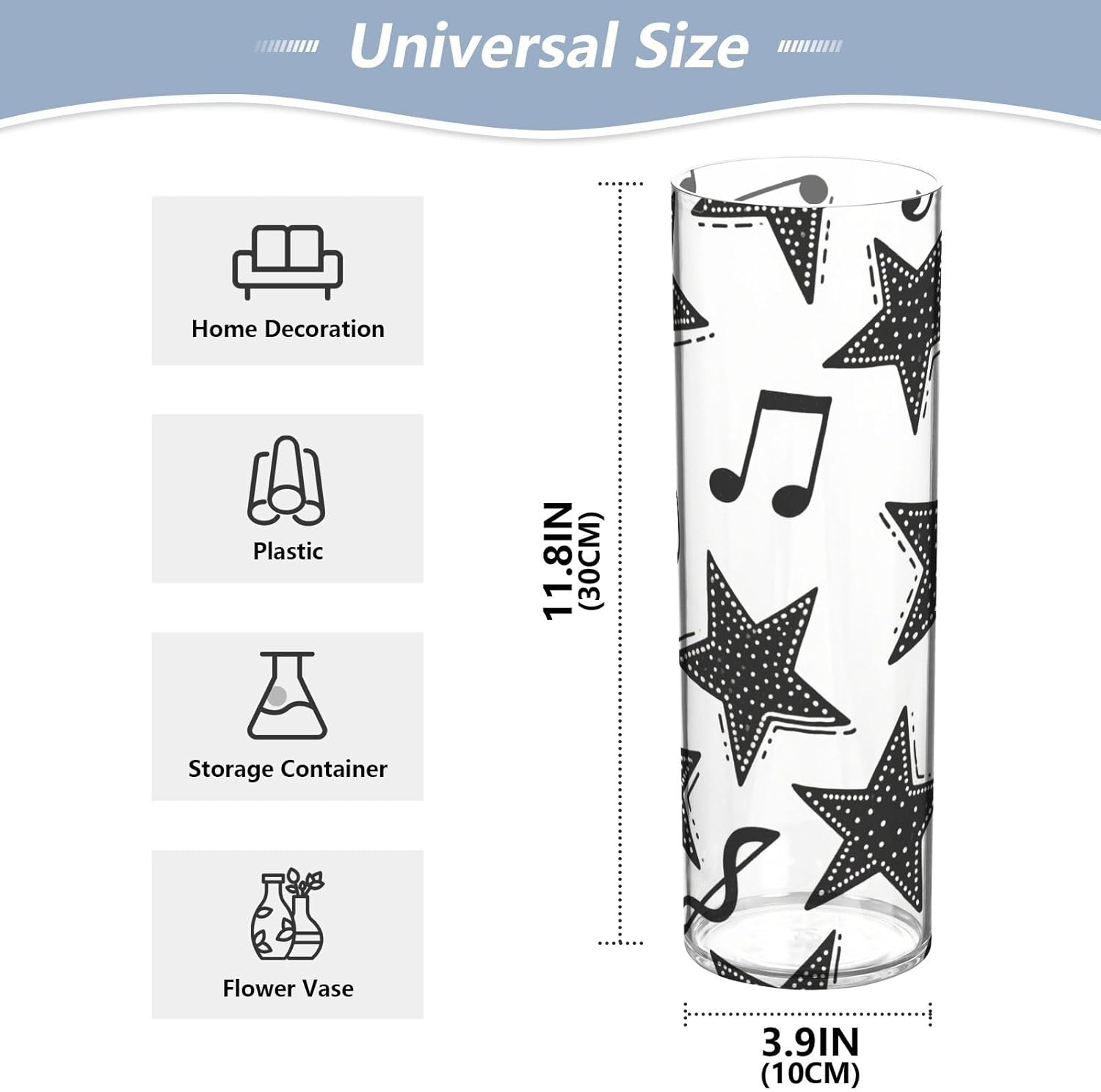 Fashion Music Score White Star Plastic Hurricane Vase