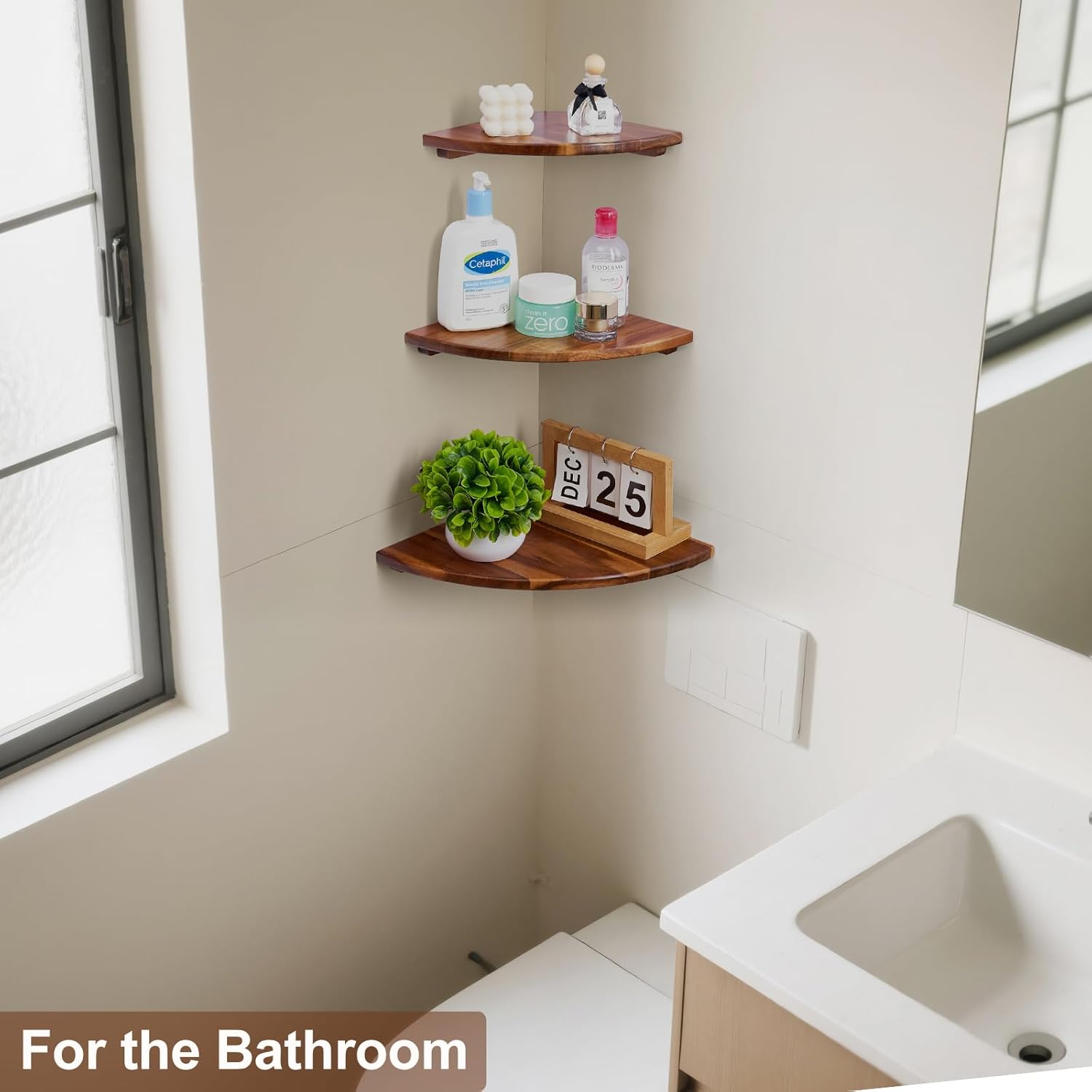 Conamily Corner Shelves Set of 3 Floating Wall Shelves