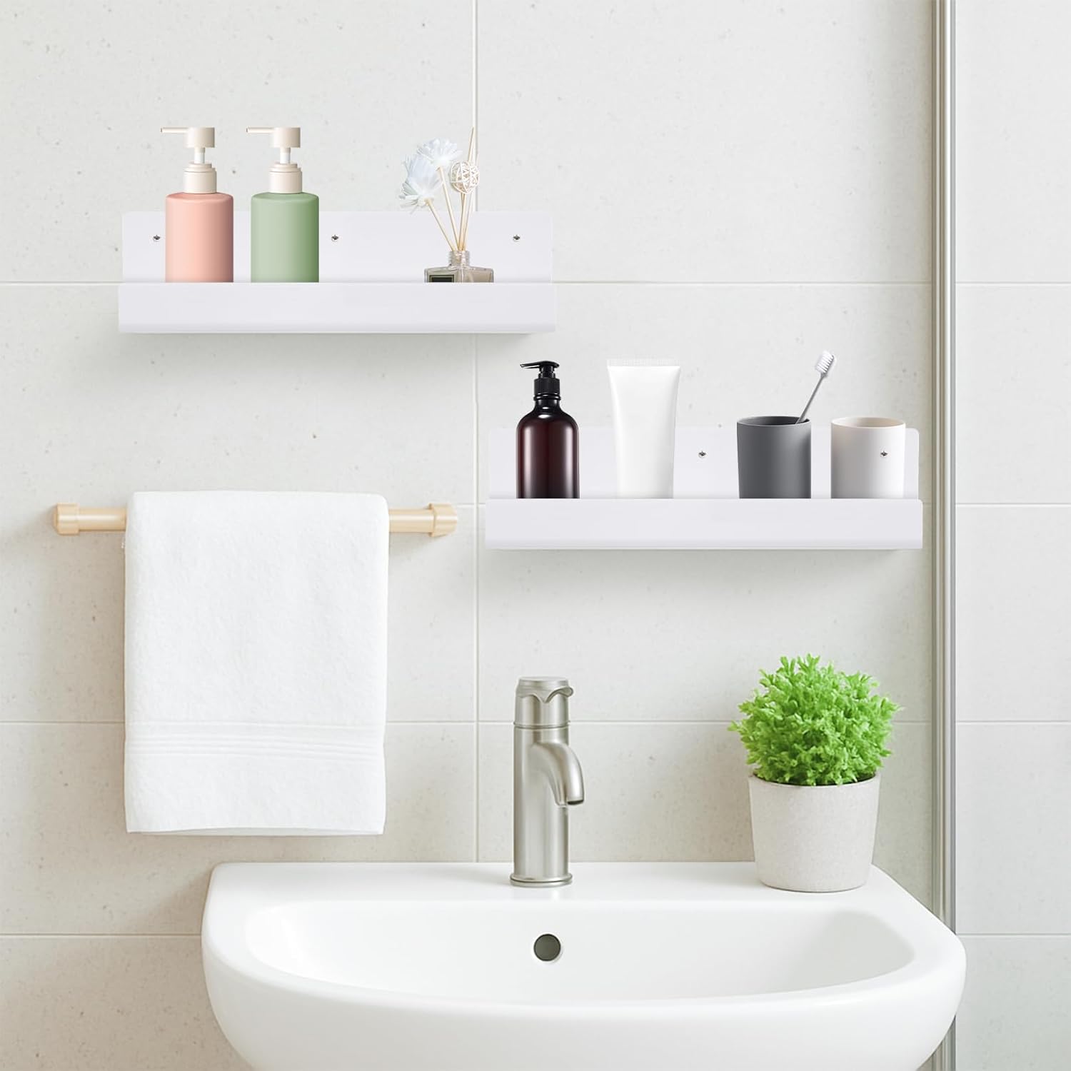 4pcs Floating Shelves Wall Mount White Acrylic Bookshelf
