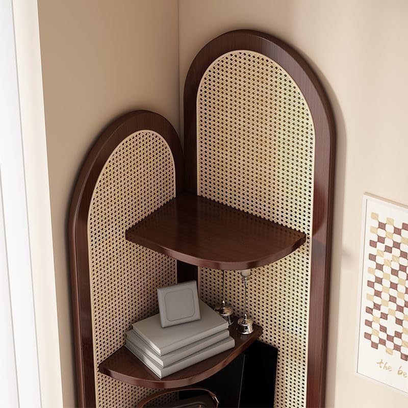 5 Tier Rattan Corner Shelf Orange