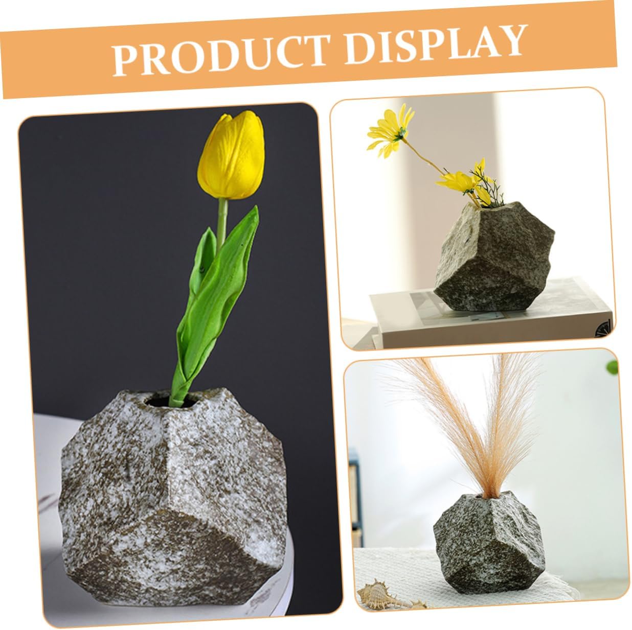 PRETYZOOM Modern Ceramic Vase Abstract Rock Design