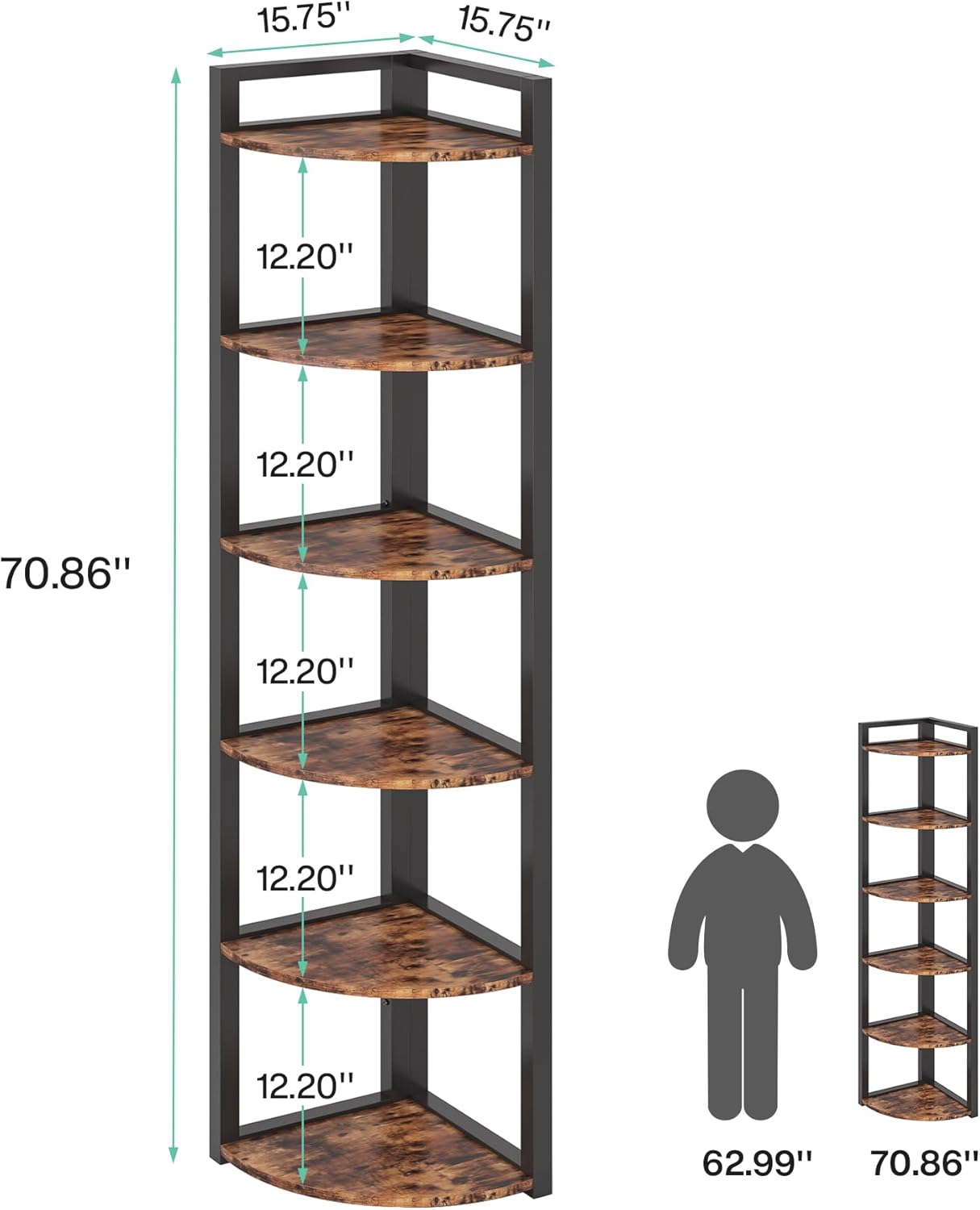 Tribesigns Corner Shelf 6 Tier Modern Bookcase