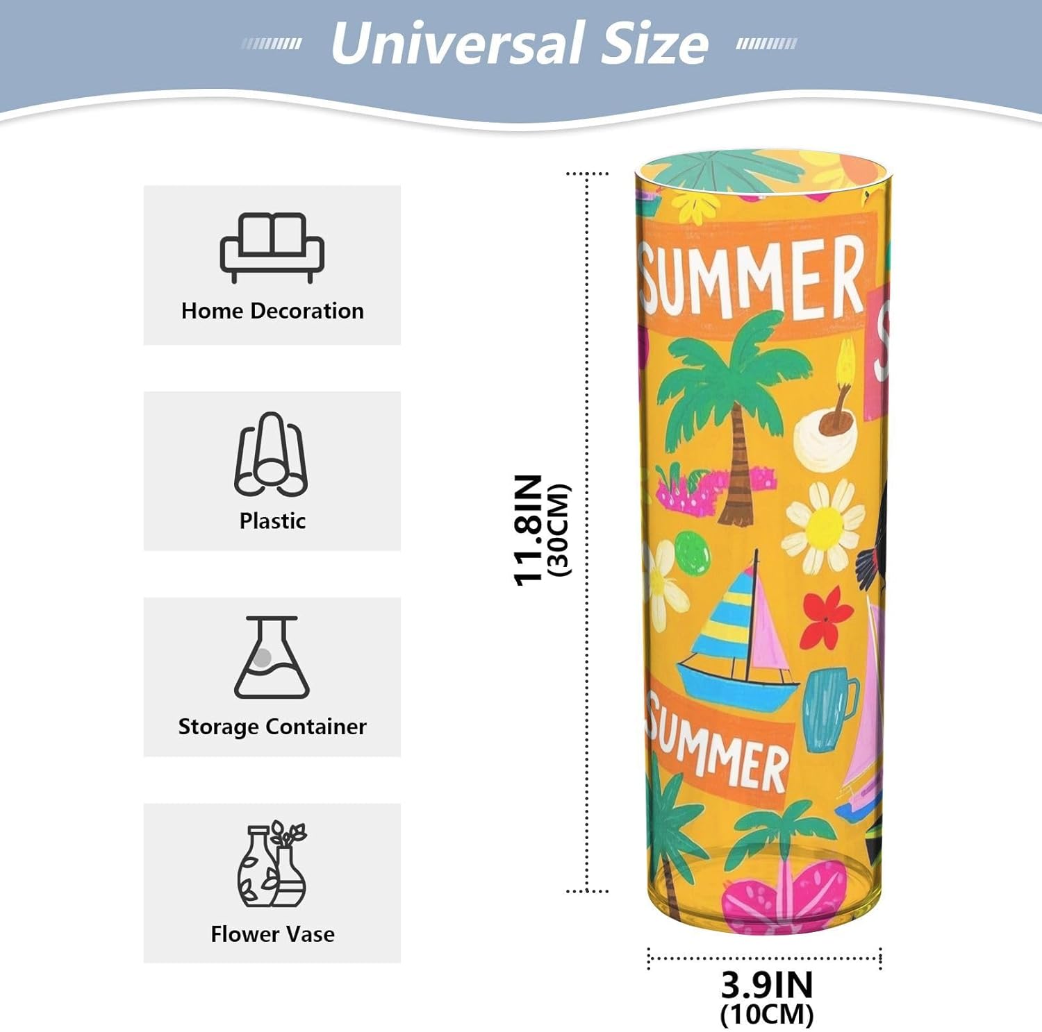 Summer Island Coconut Orange Plastic Hurricane Candle Holder 118 x 39 Inch