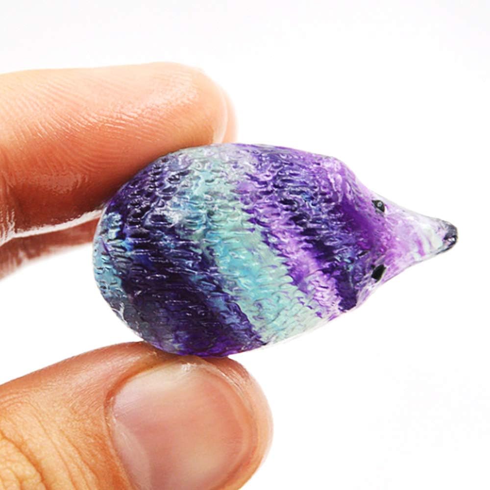 Wixine Natural Quartz Crystal Skull with Rainbow Fluorite Hedgehog
