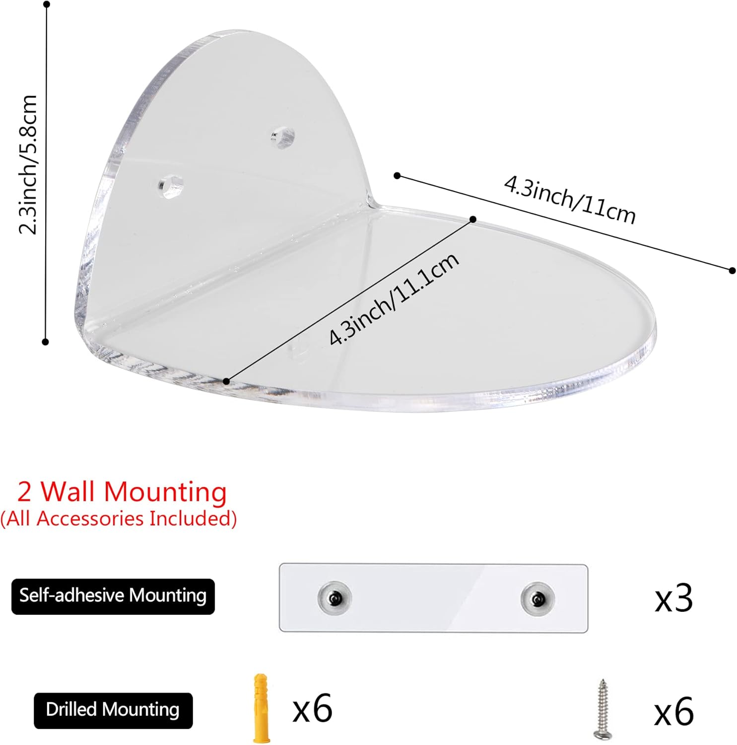 Evron Acrylic Floating Shelves Set of 2 for Wall Decor
