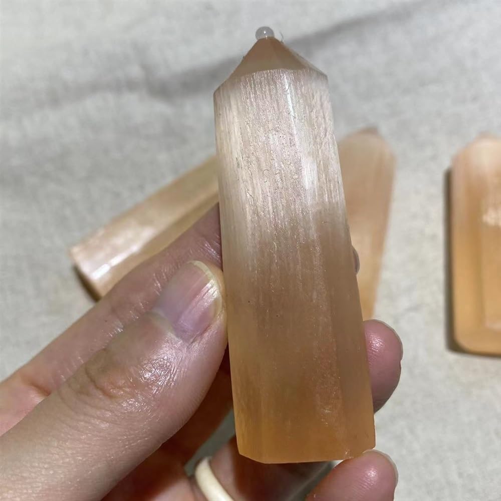 Texture Natural Orange Selenite Crystal Agate Gemstone Reiki Room Office Trim