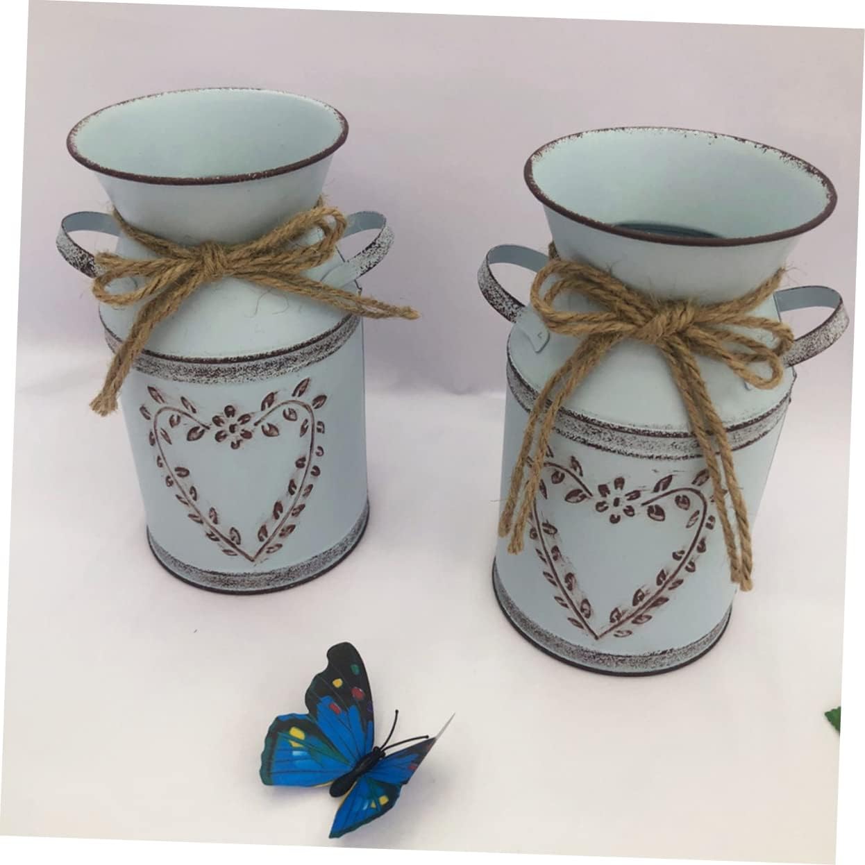 Vintage Metal Flower Bucket for Rustic Decor