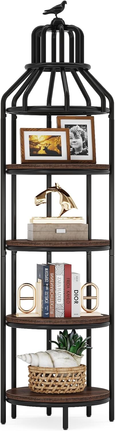 Tribesigns 4 Tier Corner Bookshelf with 4 Round Shelves
