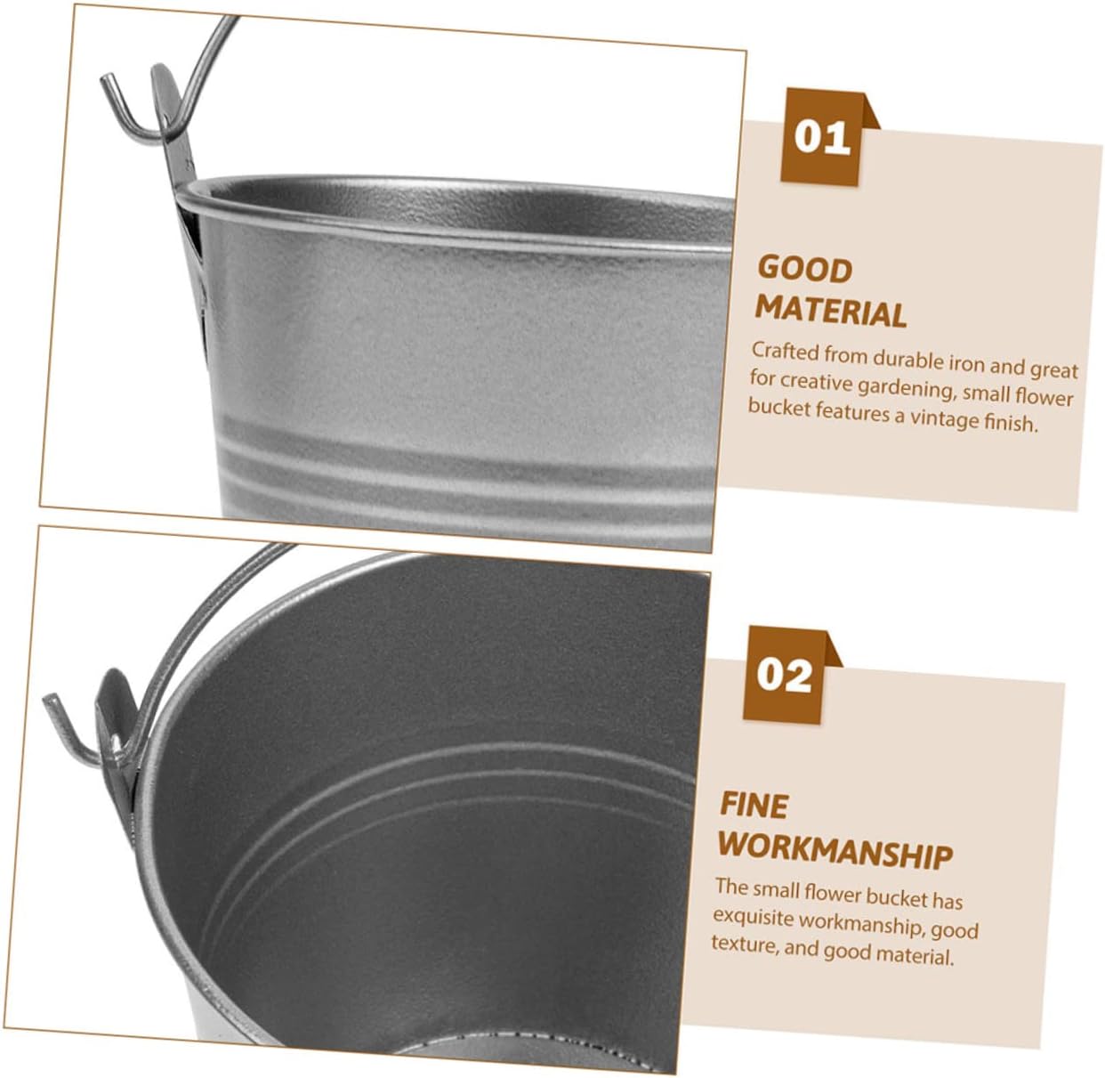 5pcs Vintage Iron Flower Pots for Home Decor and Party Use