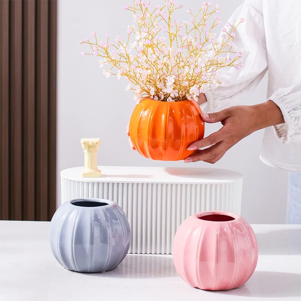 WAIT FLY Creative Pumpkin Shape Ceramic Vase - Purple