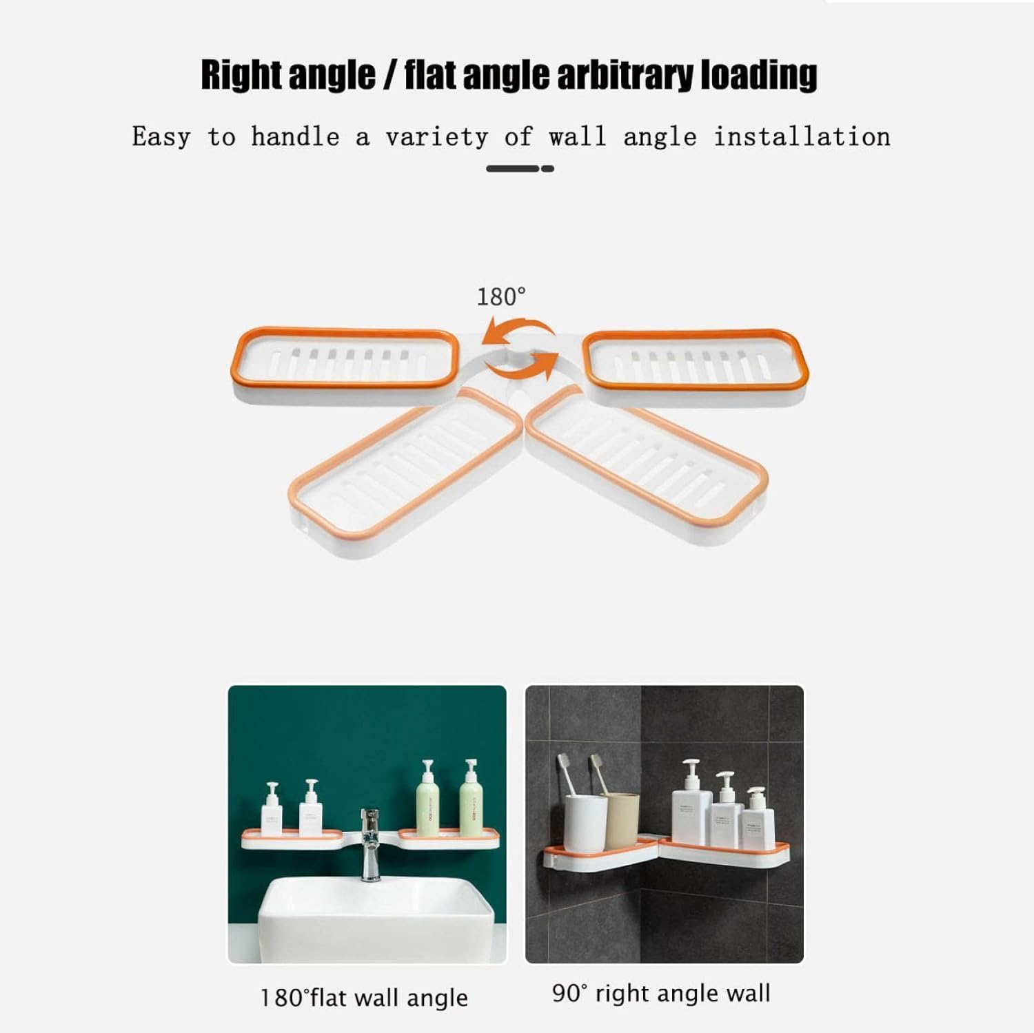 Foldable Corner Storage Shelf Revolving Rack Wall Mounted Bathroom Organizer