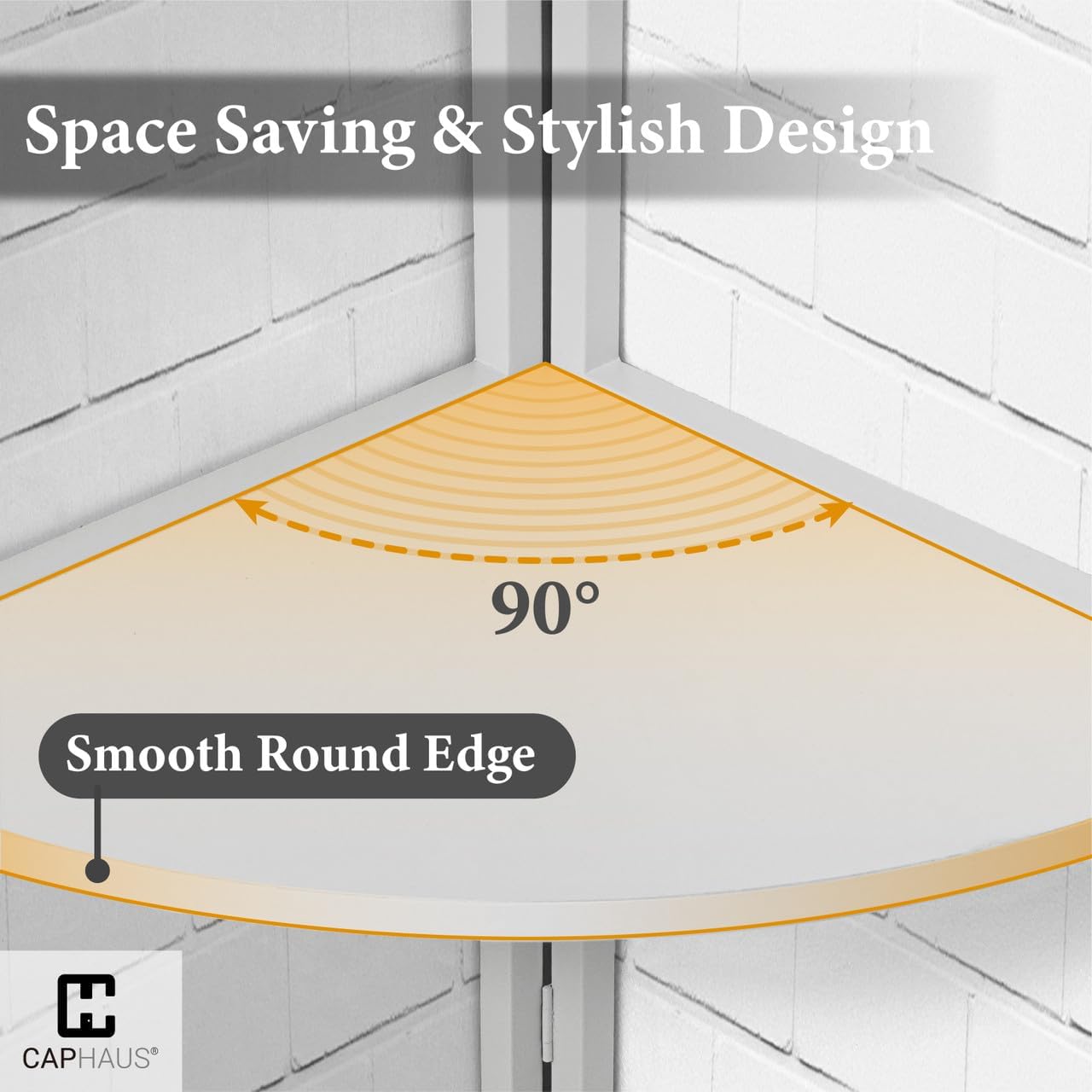 CAPHAUS 6-Tier Corner Shelf Stand Tall White Bookcase with Metal Frame