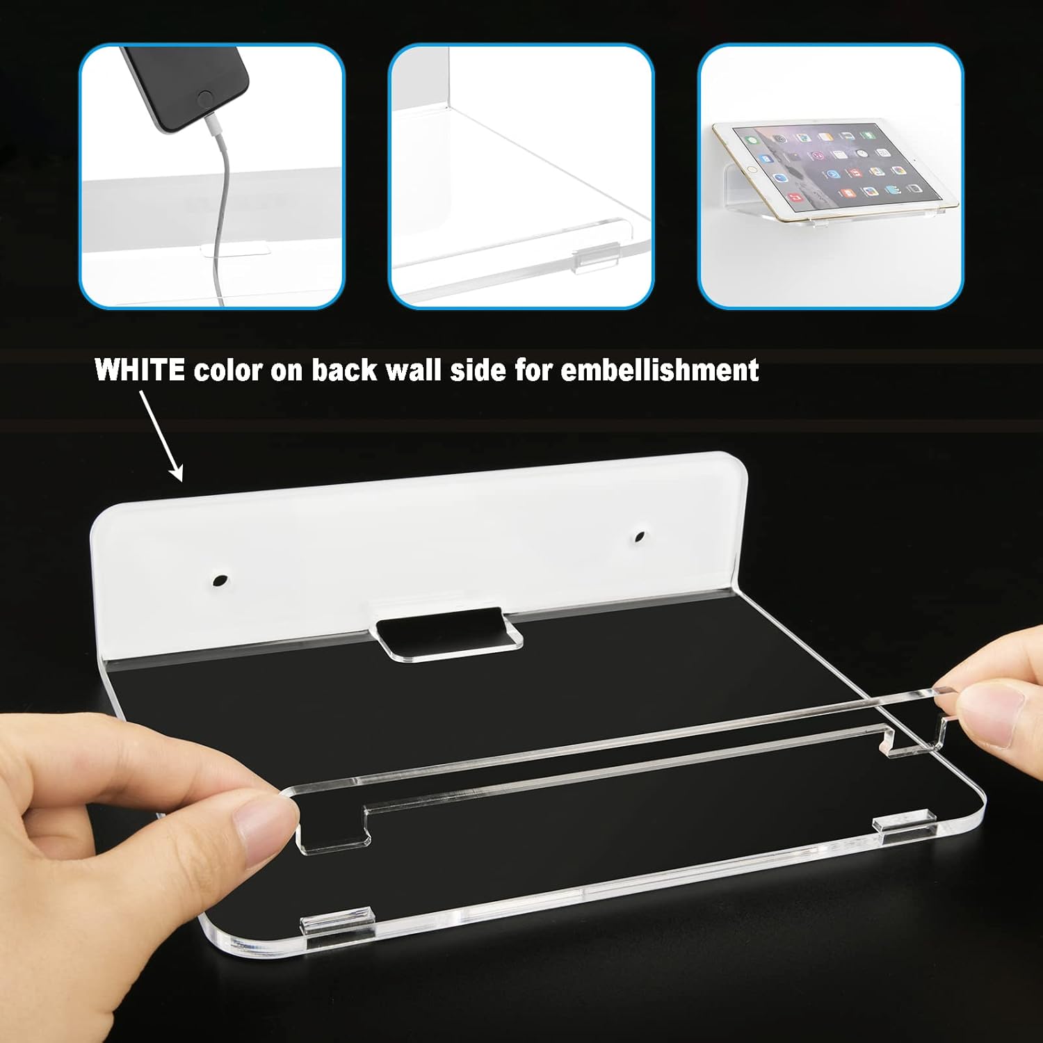 Cosmos Set of 2 Acrylic Floating Wall Shelves for Home Office Decor