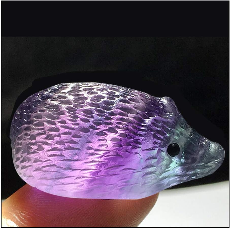 Wixine Natural Quartz Crystal Skull with Rainbow Fluorite Hedgehog