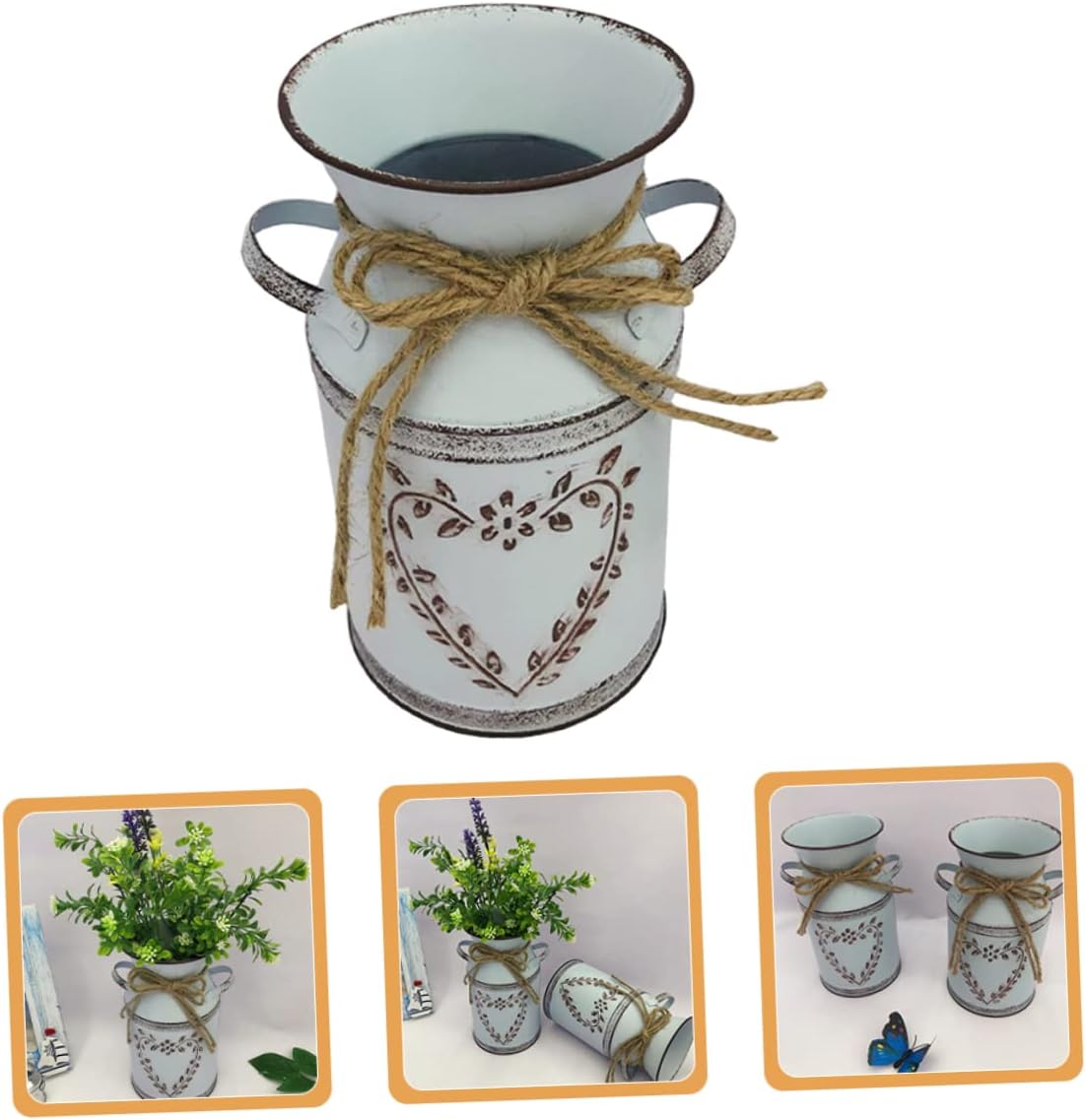 Cabilock Vintage Metal Flower Bucket for Floral Arrangement Rustic Decorative Vase