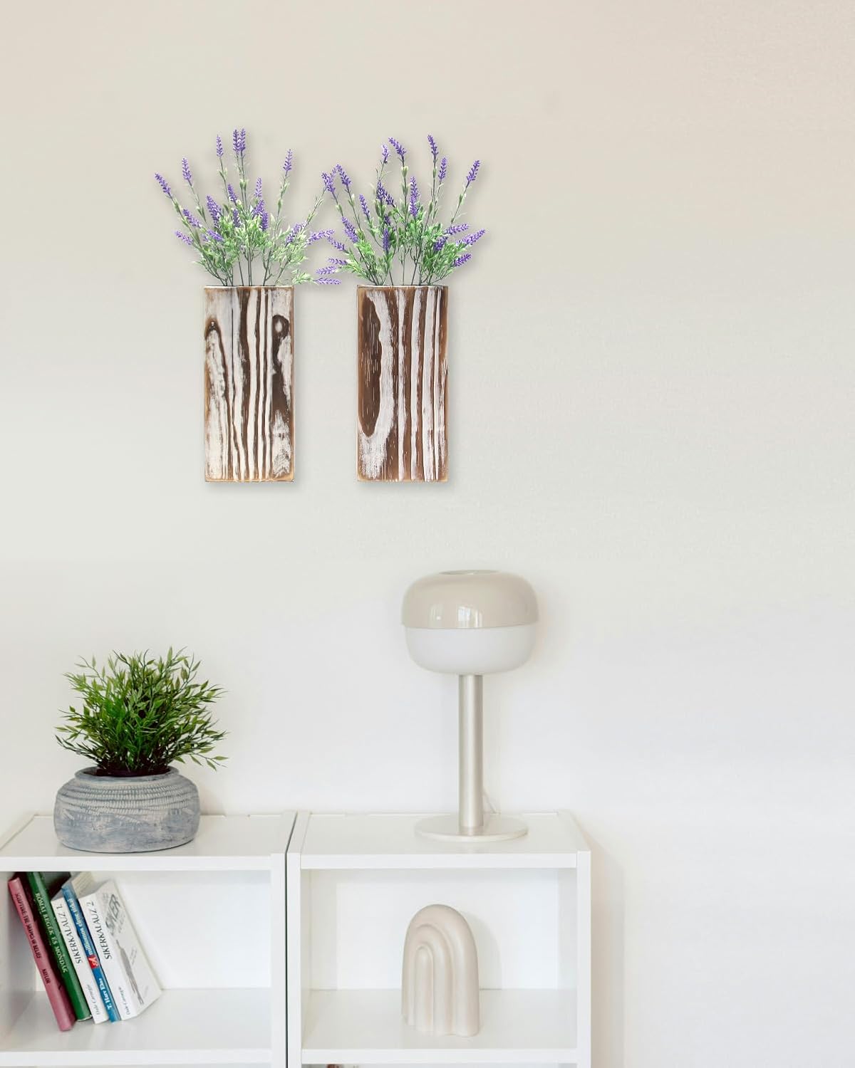 Wood Wall Planter Set 2 Pack Weathered White