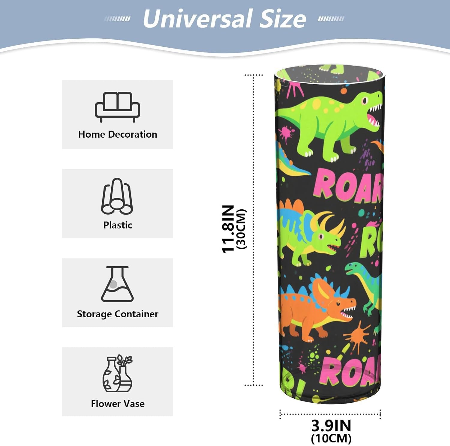 Roaring Dino Flower Vase with Fluorescent Design