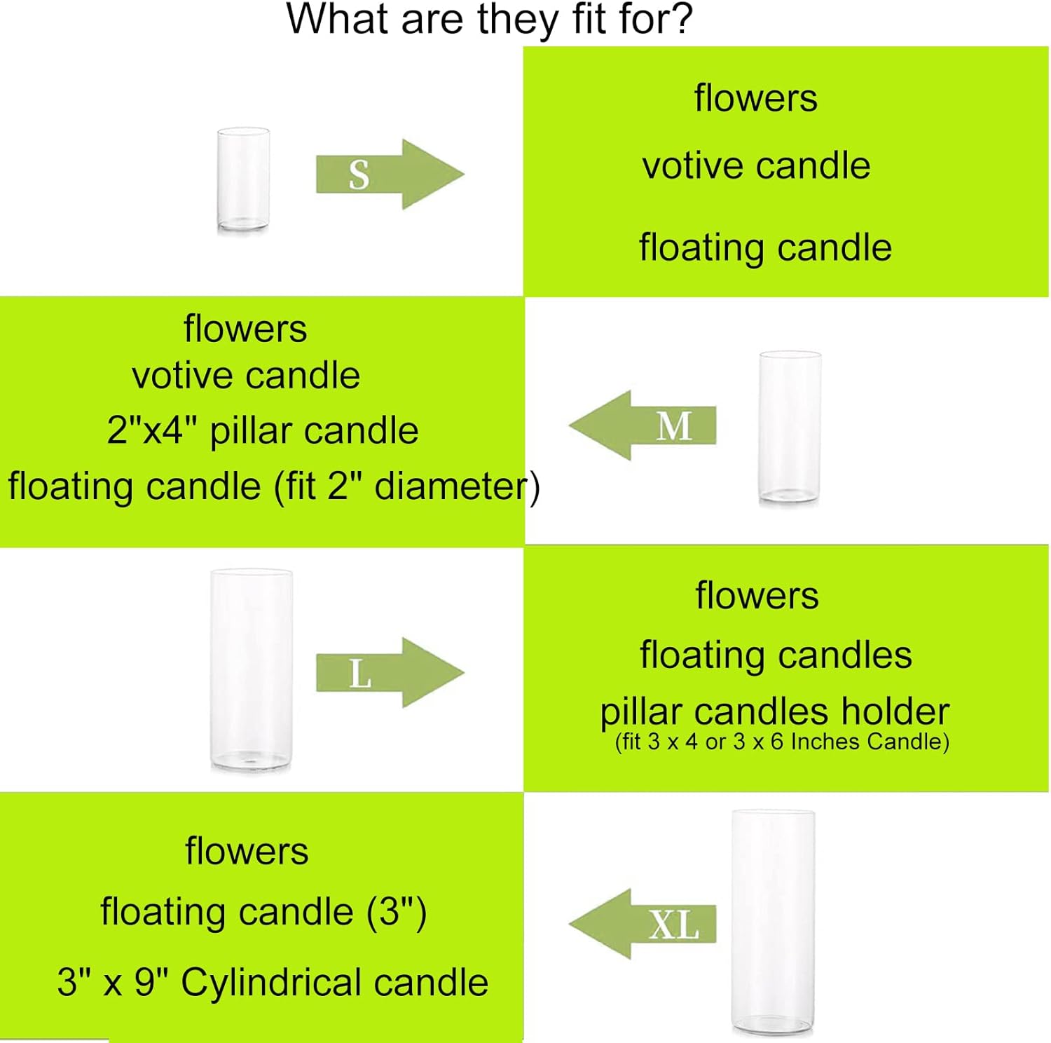 Clear Cylinder Vase Set 6Pcs for Centerpieces and Decorations