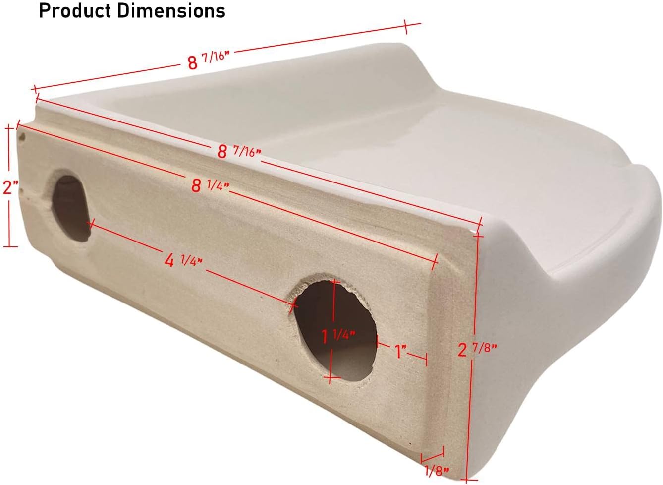 Tenedos Bone Almond Glazed Ceramic Corner Shelf