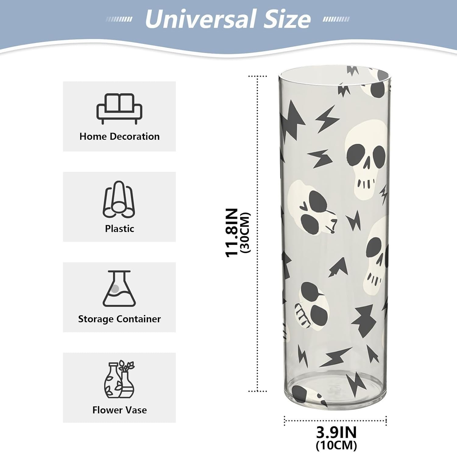 Beige Cartoon Skeletons Plastic Hurricane Vase 118 x 39 Inch Decor