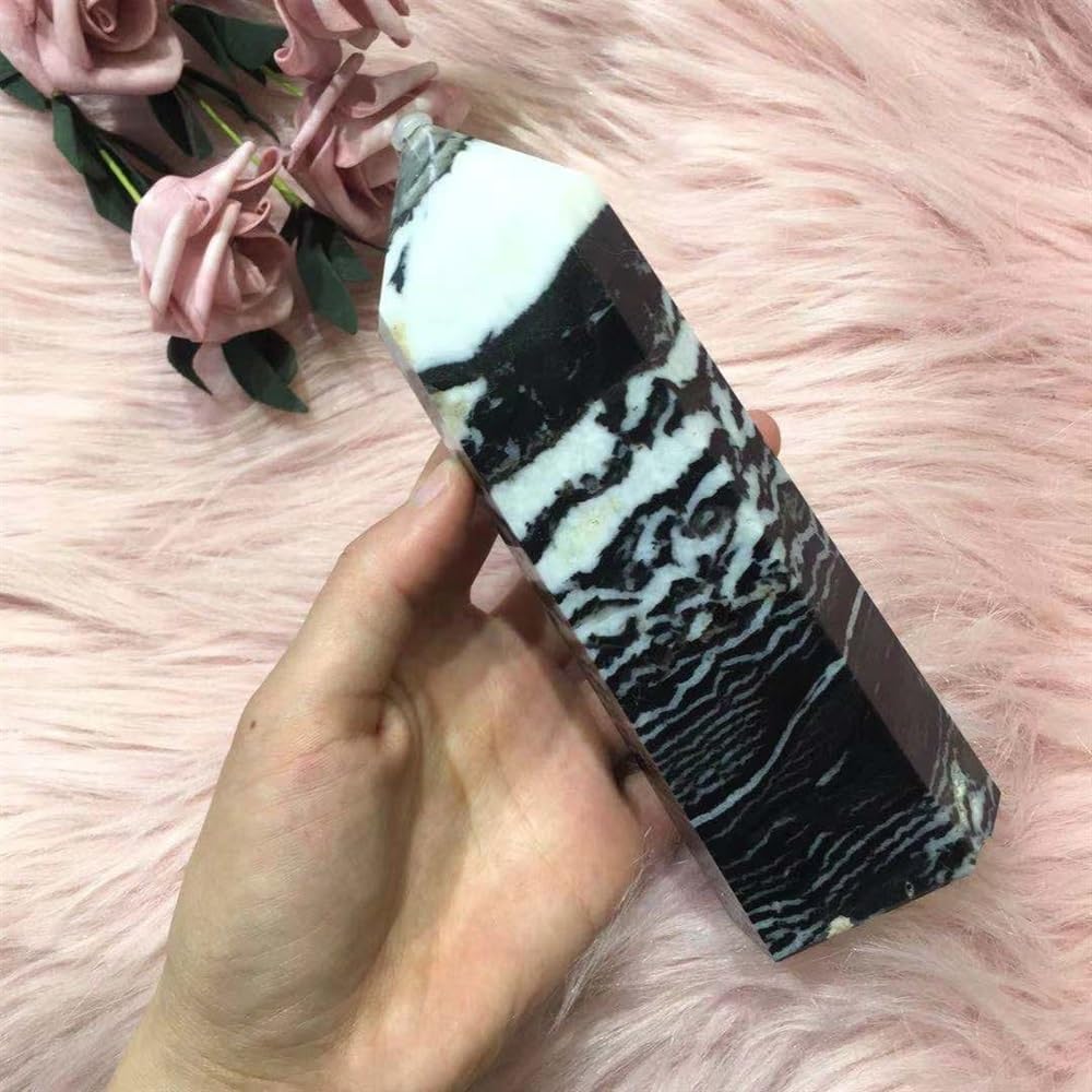 KatLin Black Zebra Stone Crystal Quartz Decor Tower Scepter