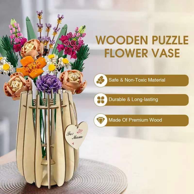 Wooden Vase Kit for LEGO Flowers and Flower Displays