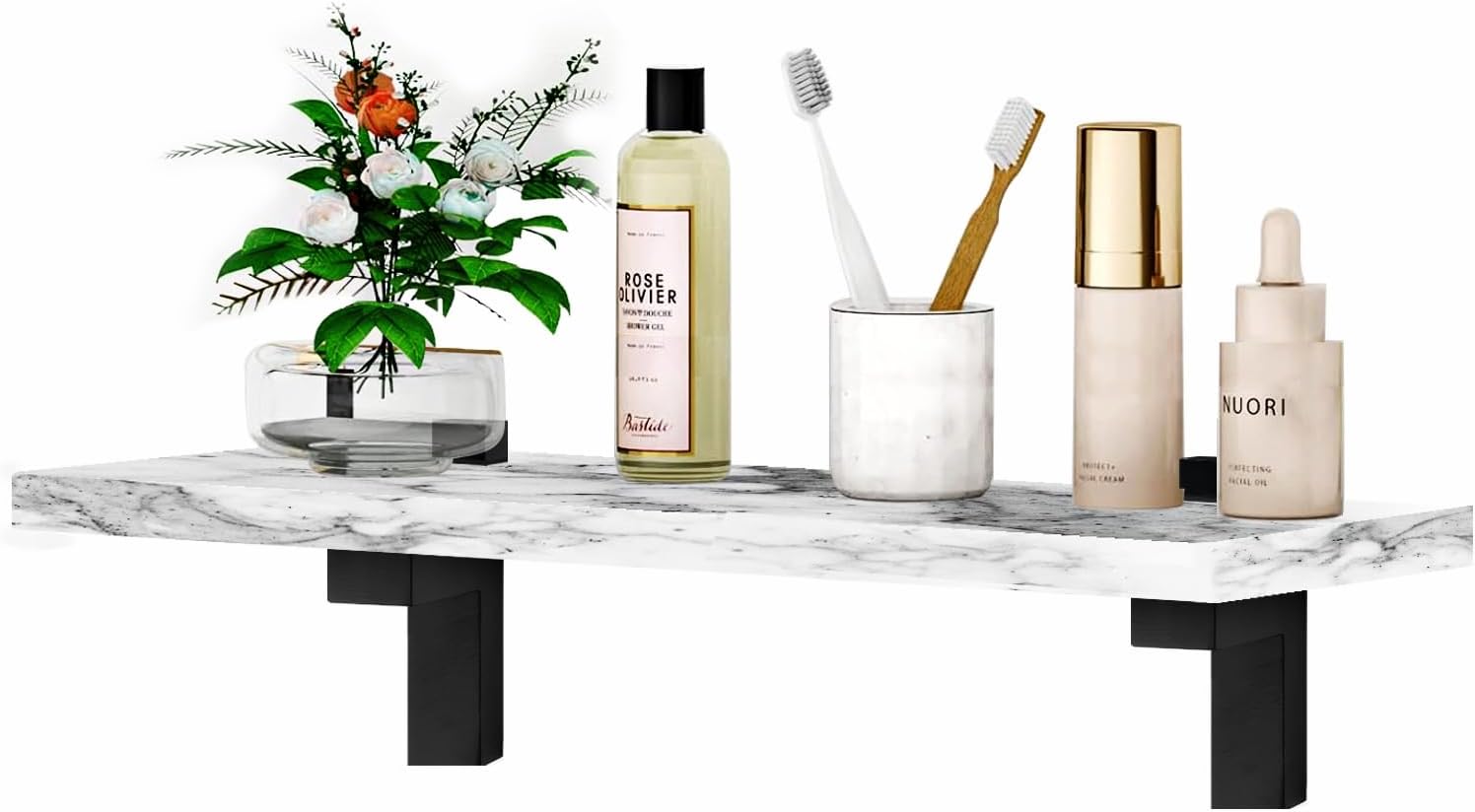LUANT Bathroom Floating Shelves Marble Stone Wall Mount Organizer