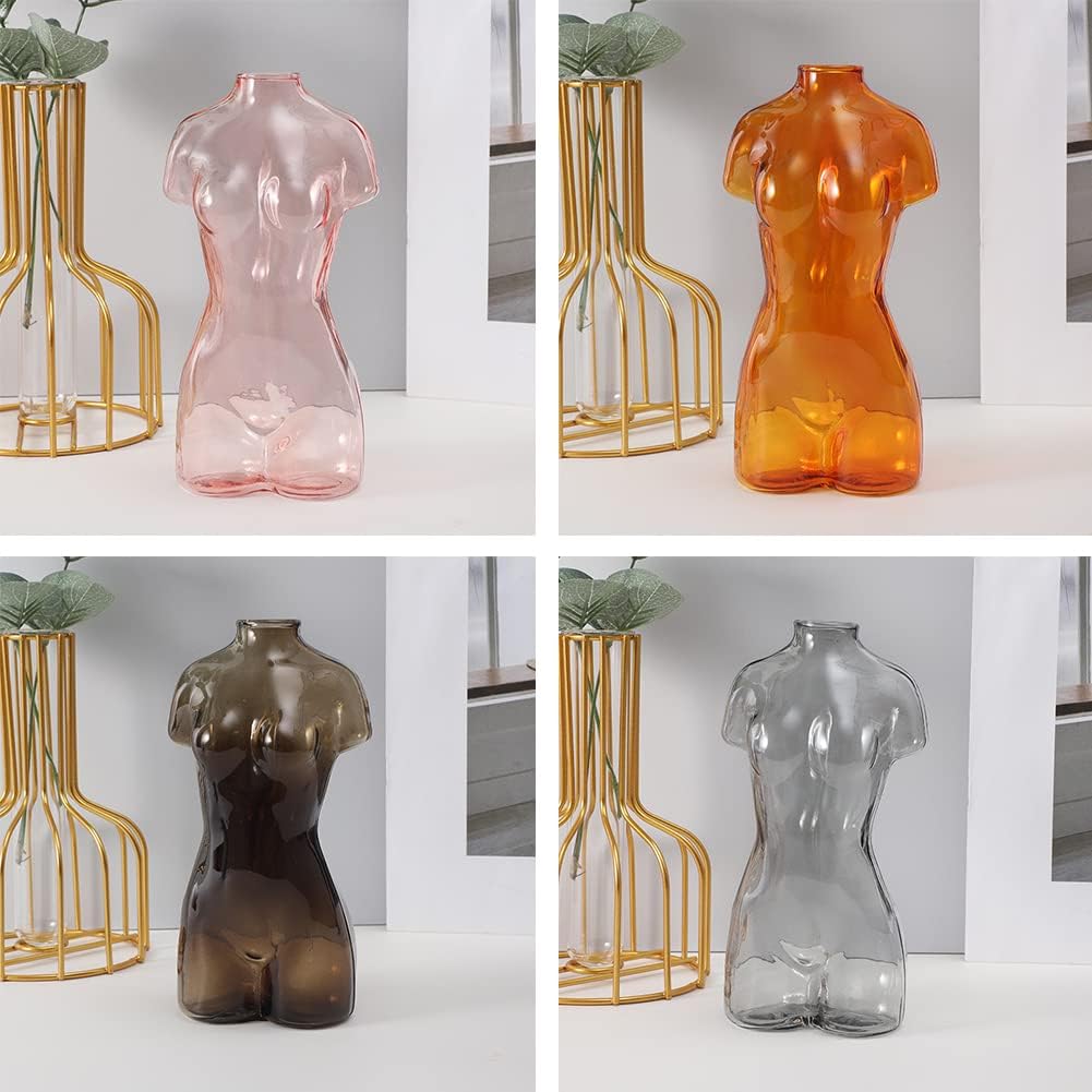 Kelendle Female Form Body Vase Glass Decor Gray