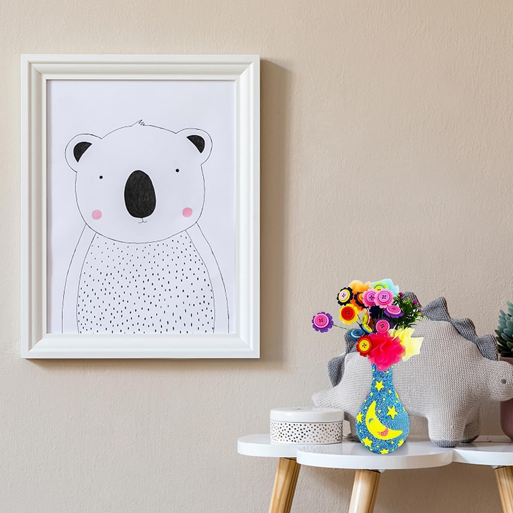 Happyyami 4pcs Unfinished Wood Vase DIY Painting Kit