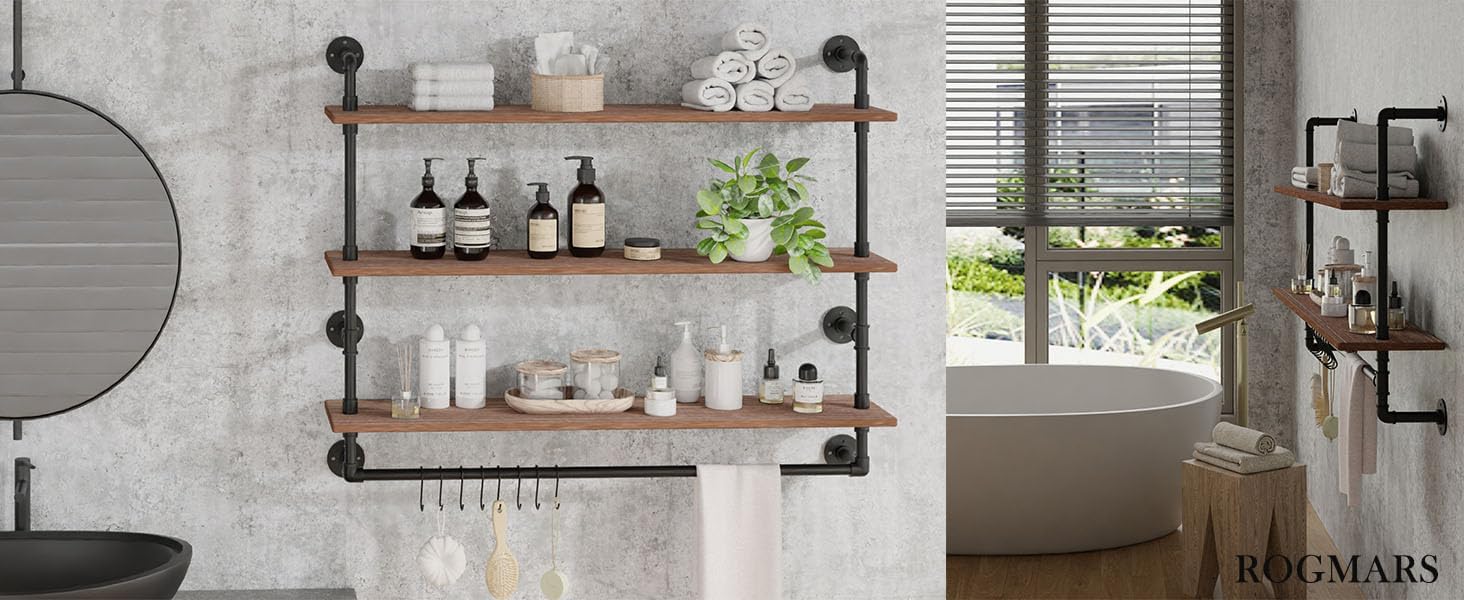 ROGMARS 3 Tier Floating Shelves with Wood