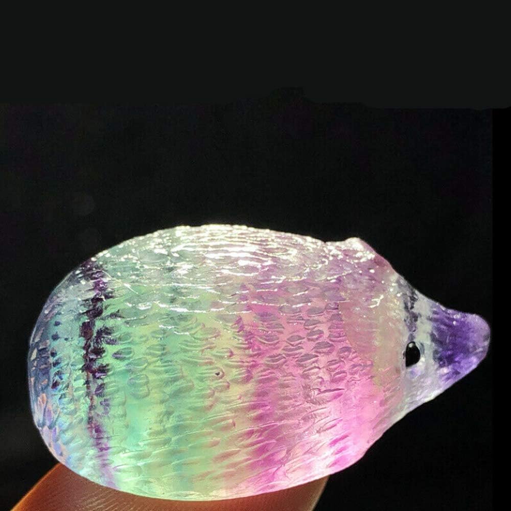 Wixine Natural Quartz Crystal Skull with Rainbow Fluorite Hedgehog