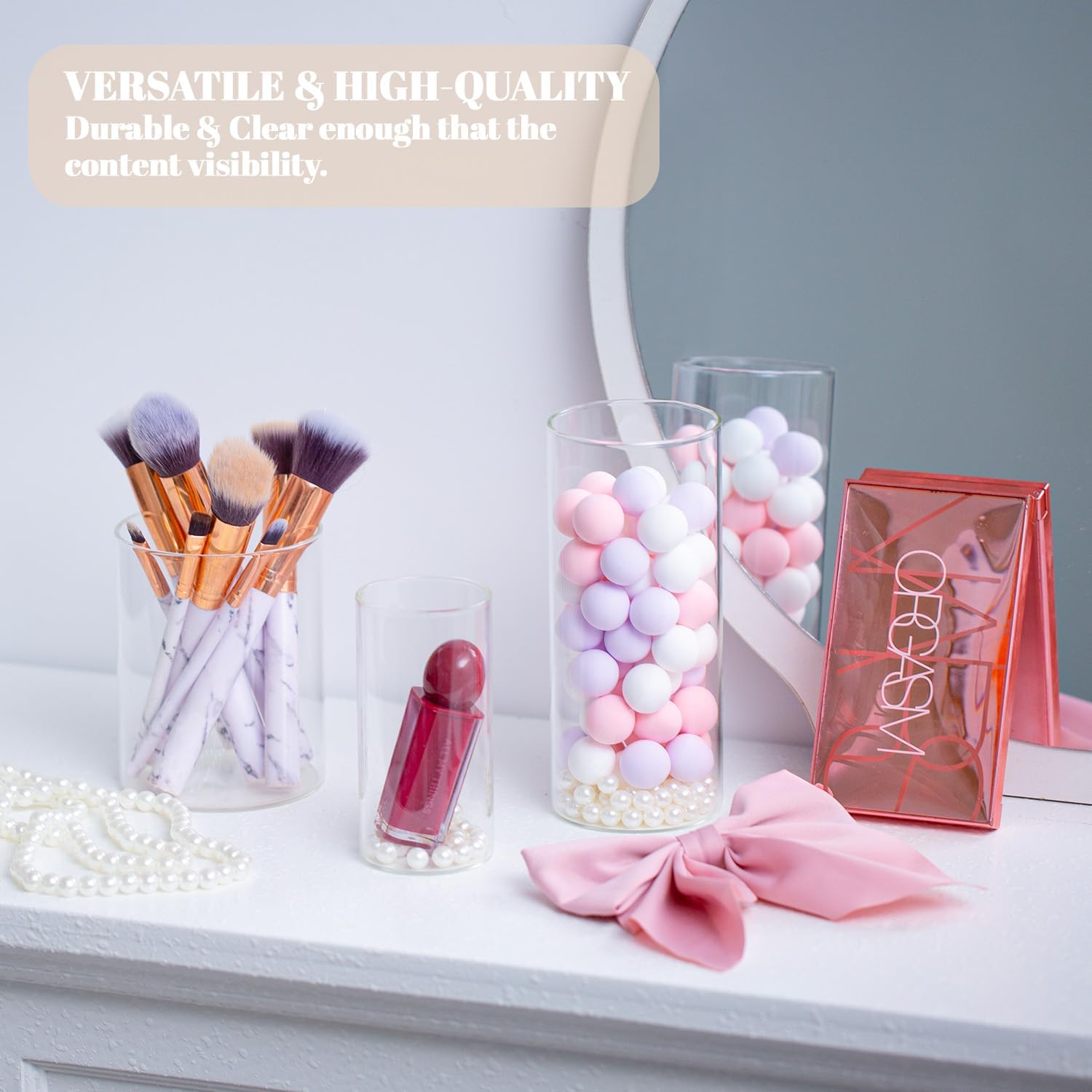 Clear Glass Cylinder Vases 4 6 8 10 Inch Set