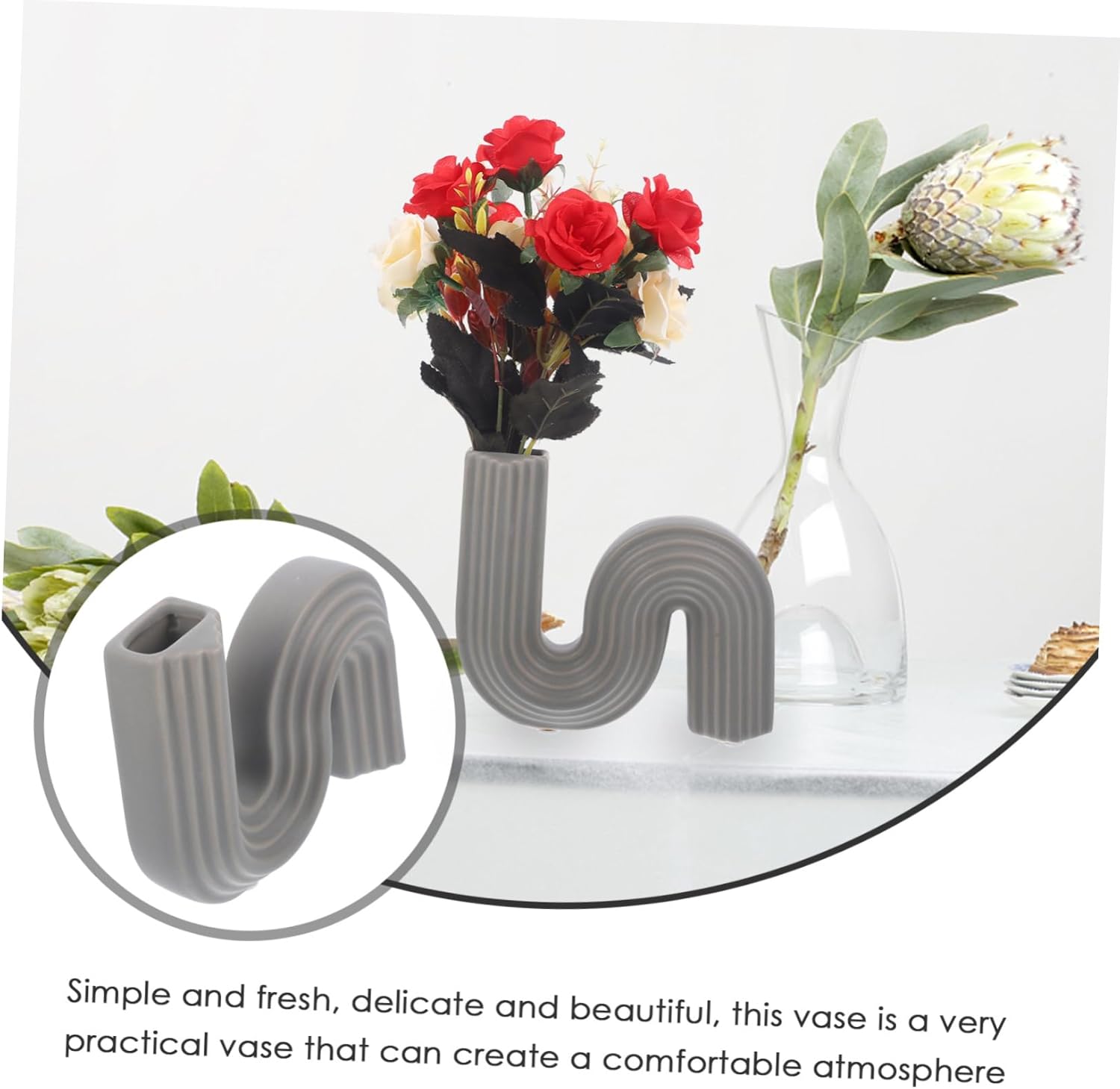 Geometric Ceramic Flower Vase for Dried and Fresh Flowers