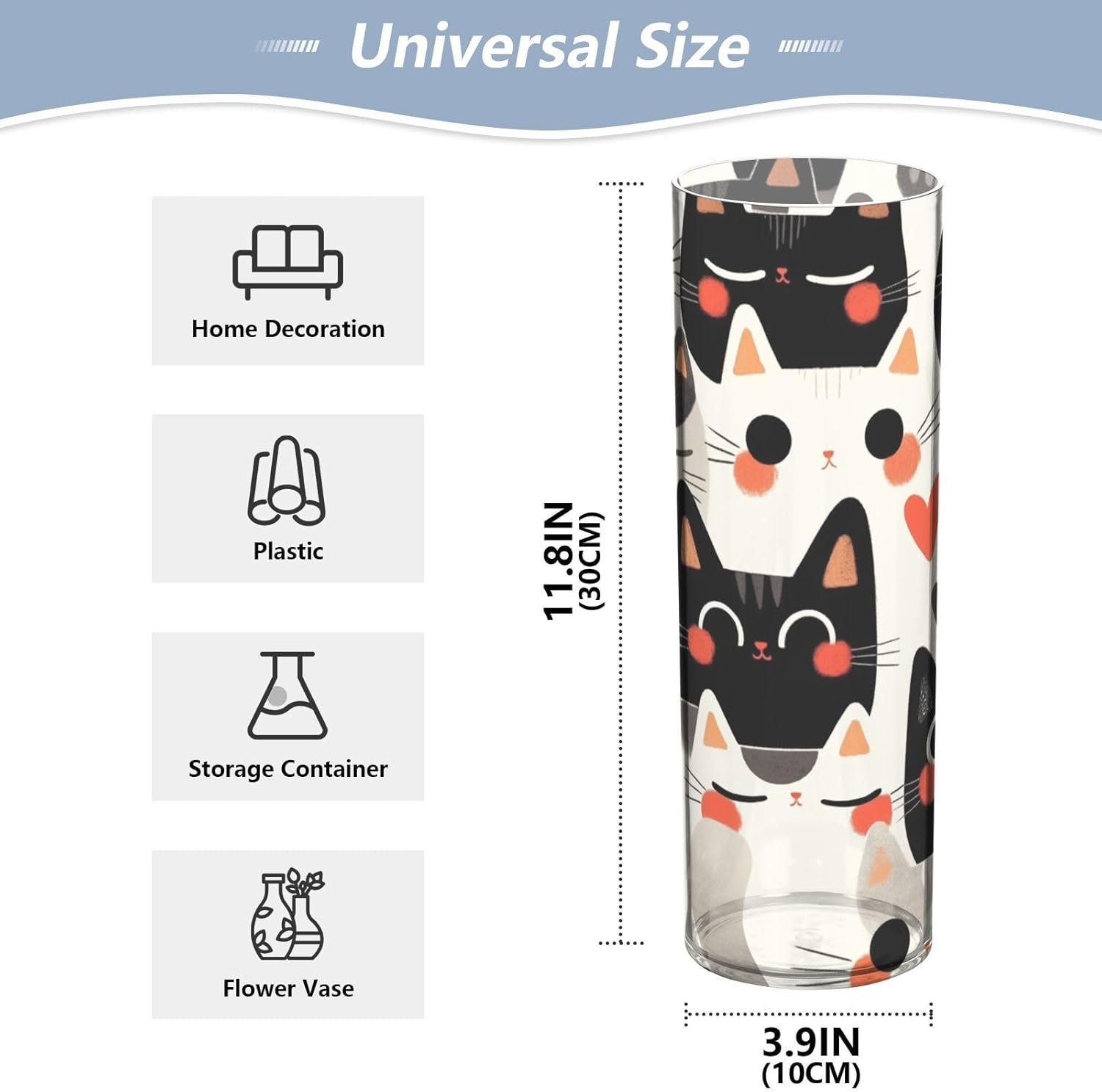 Cartoon Cute Cats Flower Vase with Floating Candle Holder