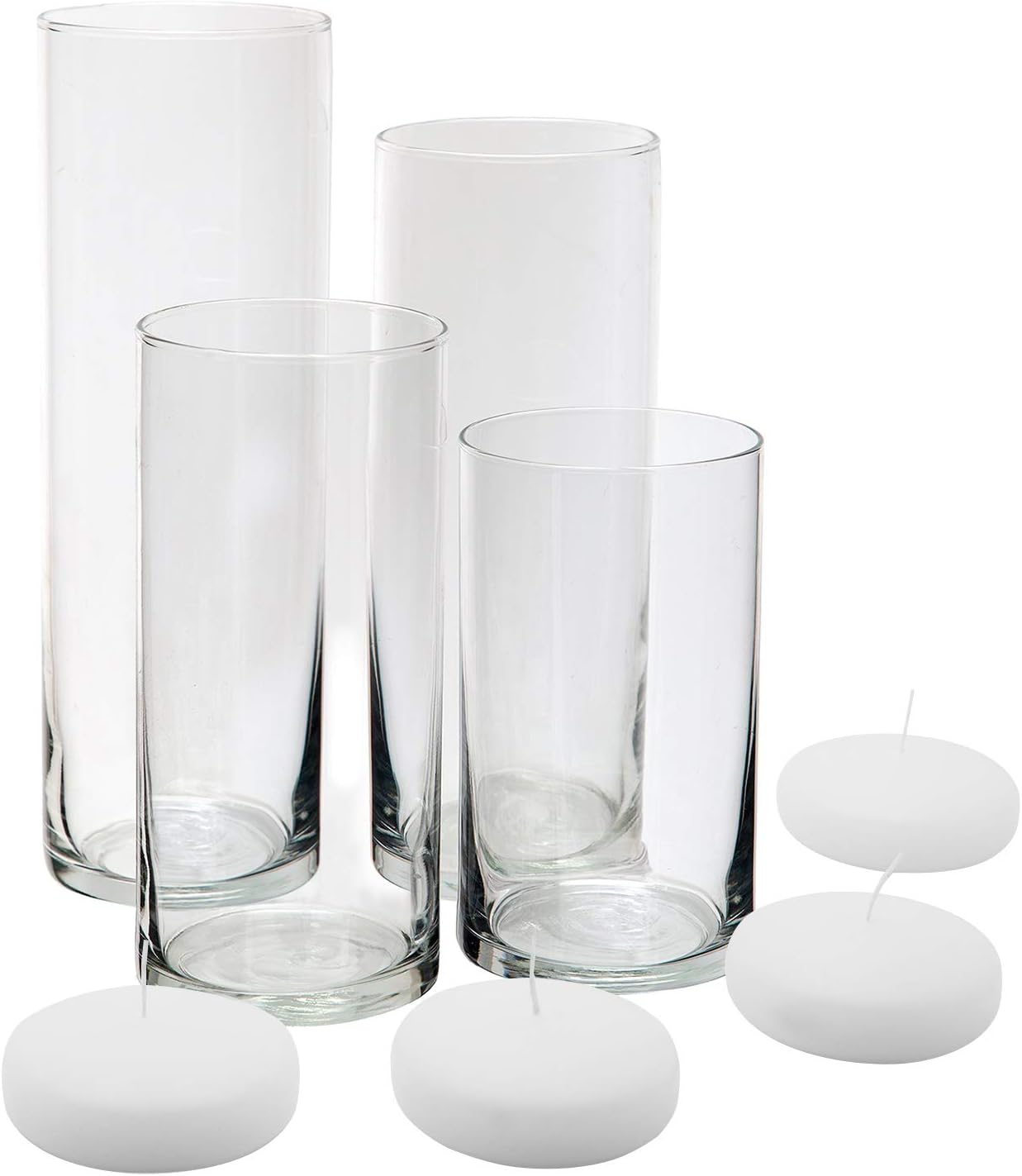 Royal Imports Glass Cylinder Vases Set of 4 - Floating Candles Wedding Home Decor