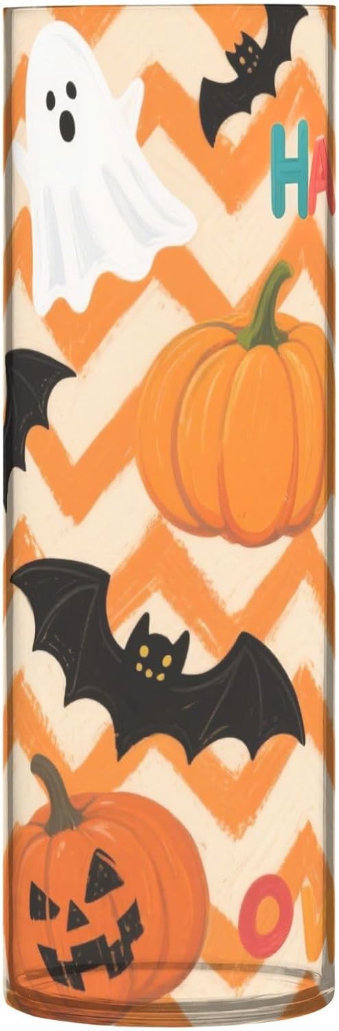 Orange Halloween Pumpkin Plastic Hurricane Floating Candle Holder 118 x 39 Inch Unbreakable Centerpieces