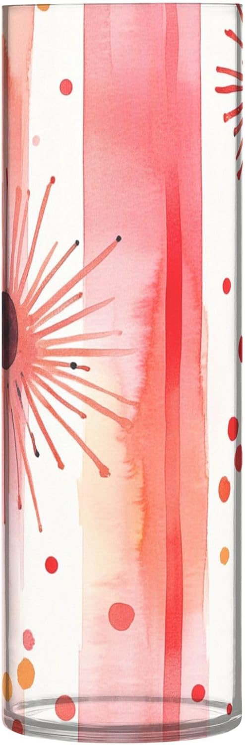 Geometric Dots Lines Coral Plastic Hurricane Candle Holder 118x39 Inch Modern Decor