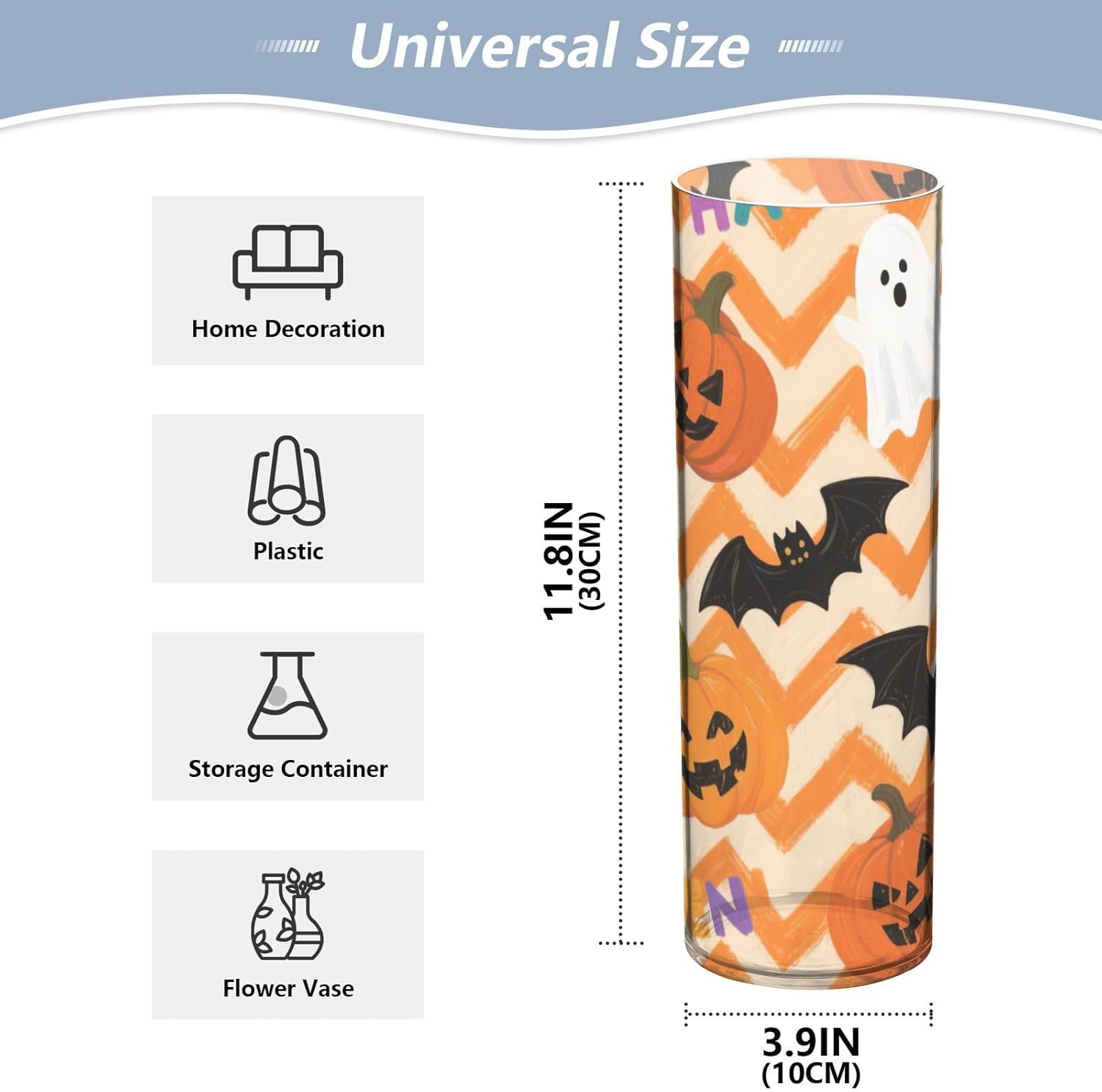 Orange Halloween Pumpkin Plastic Hurricane Floating Candle Holder 118 x 39 Inch Unbreakable Centerpieces