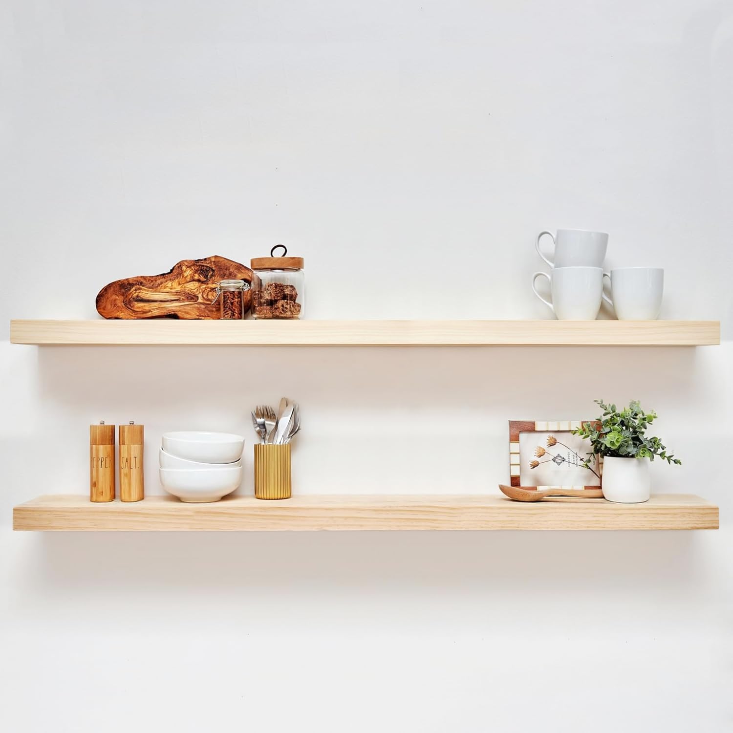 Homeforia 60 Inch Solid Wood Floating Shelf Set of 2