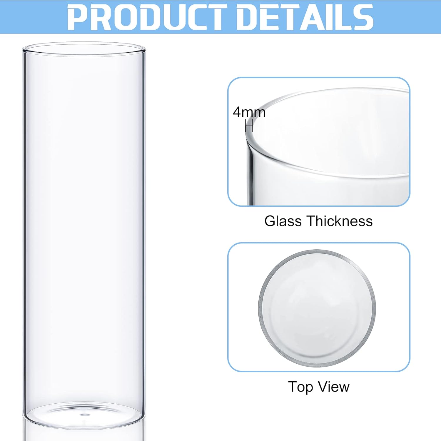 48 Pcs Clear Glass Cylinder Vases with Floating Candle Holders for Home Office Decor and Wedding Events