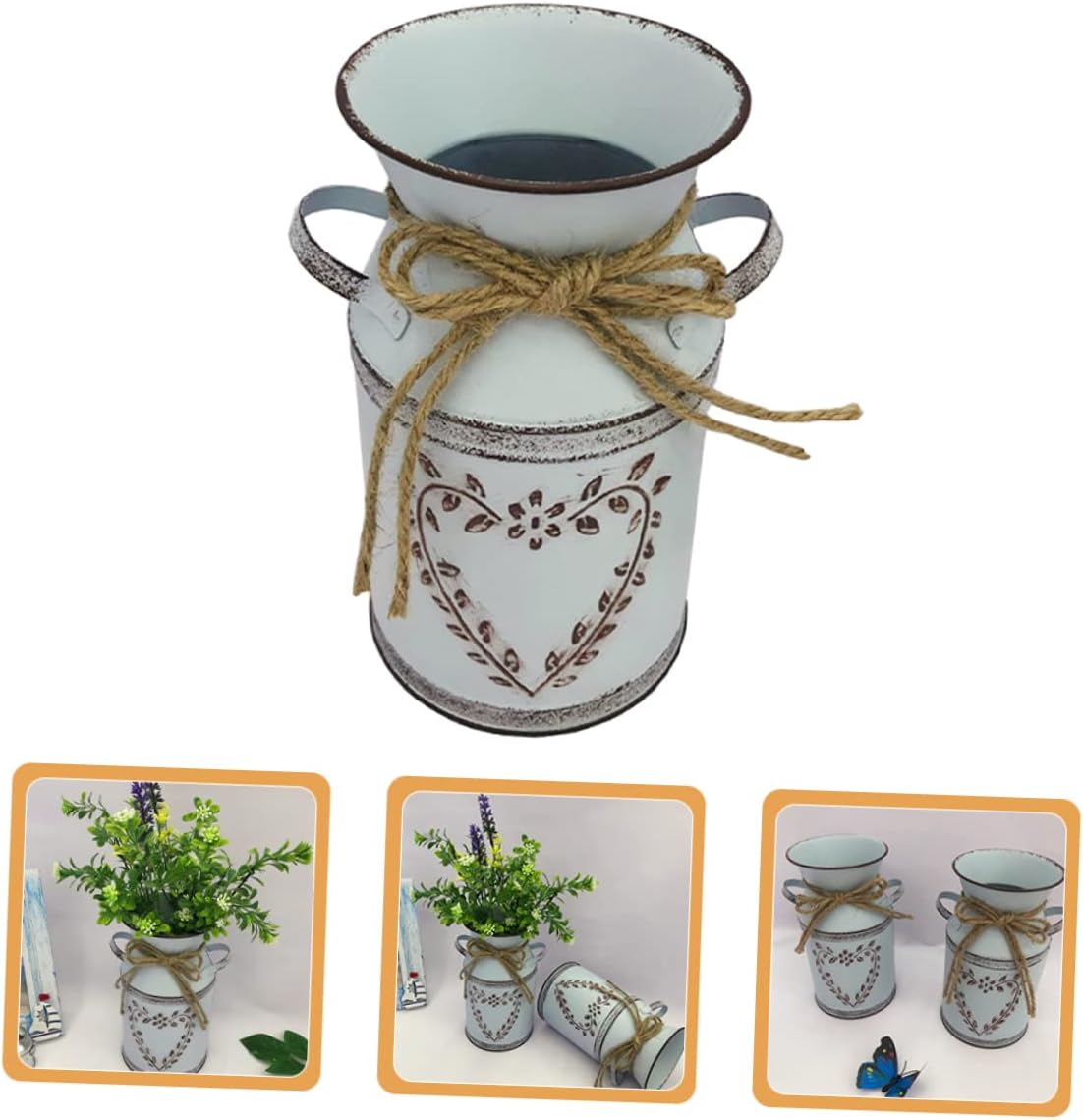 Vintage Metal Flower Bucket for Rustic Decor