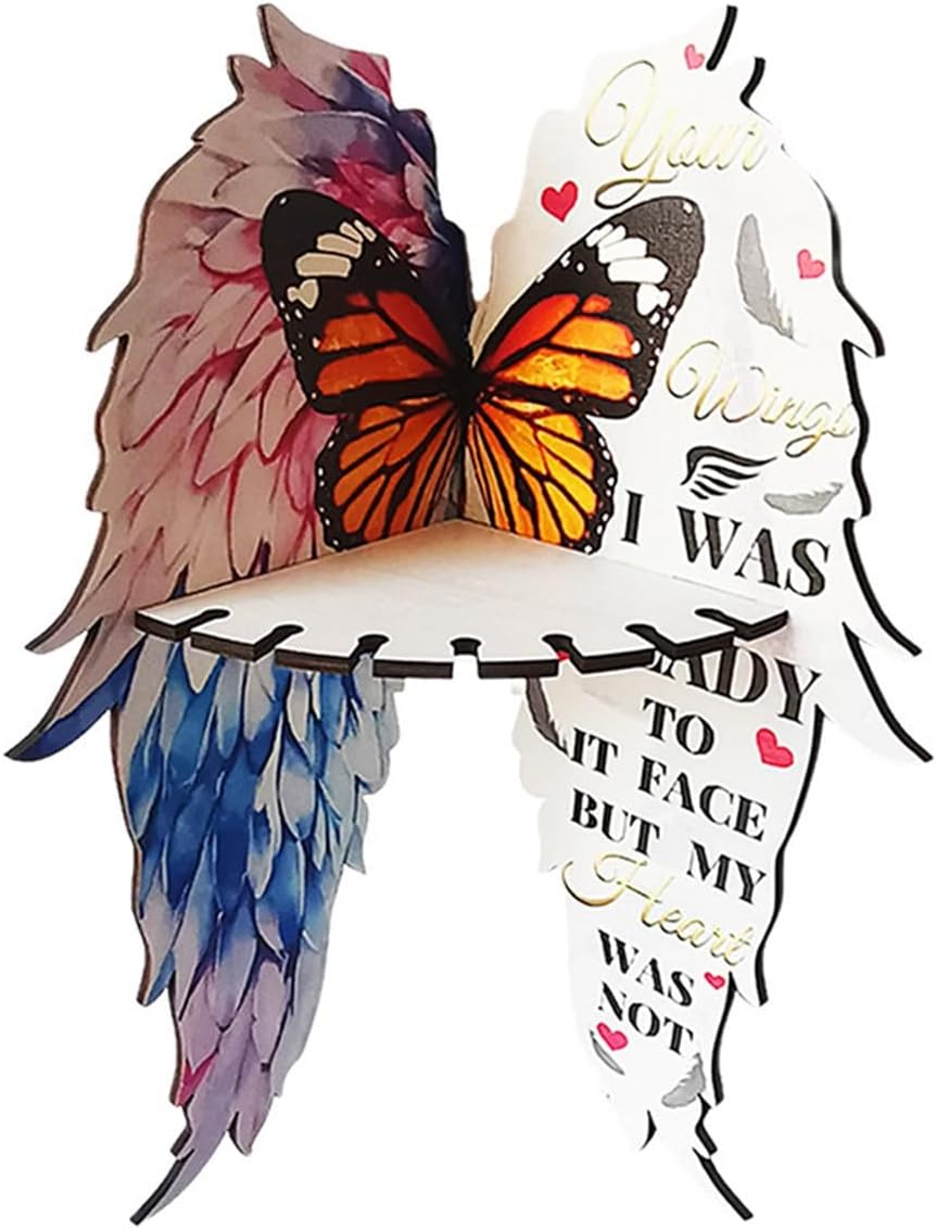 Wooden Floating Corner Shelf with Butterfly Design