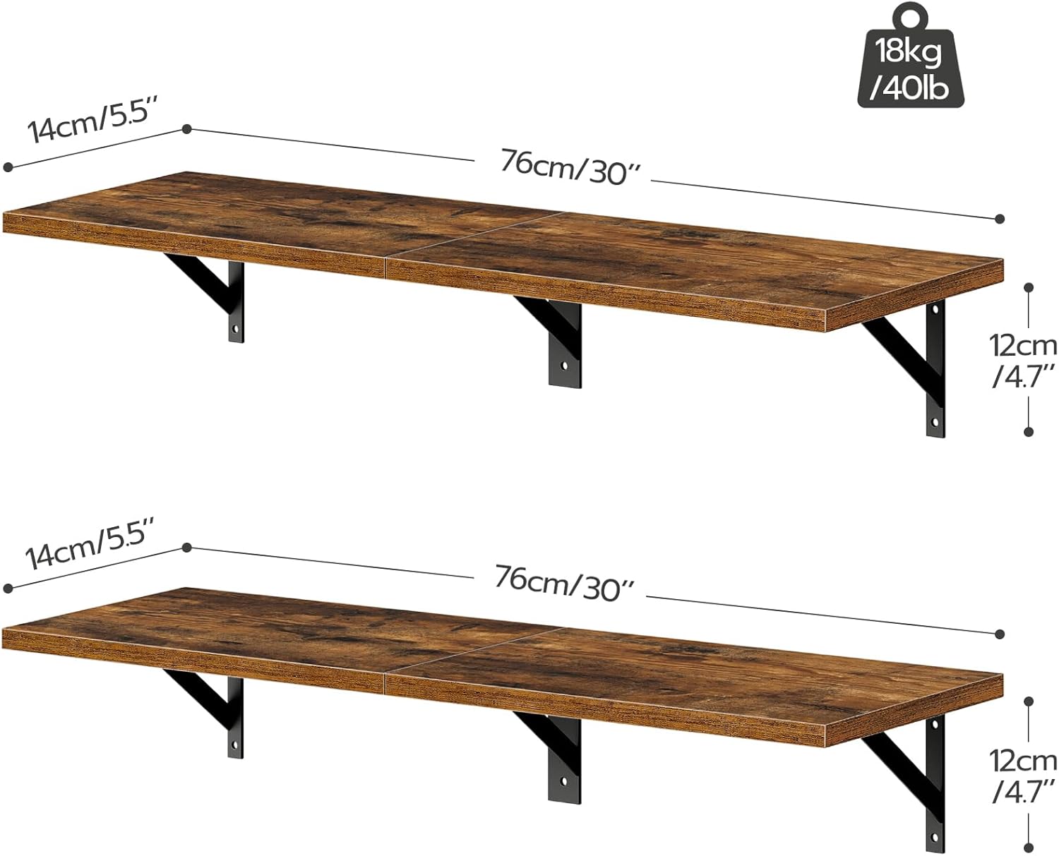 HOOBRO Floating Shelves Set of 2 30 Inch Wall Mount