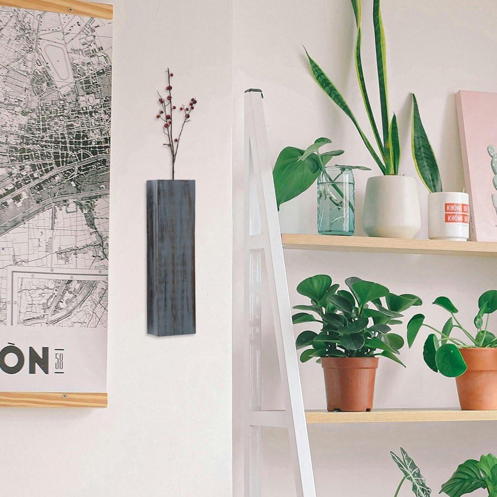 Wood Wall Planter for Indoor Plants and Dried Flowers Decor