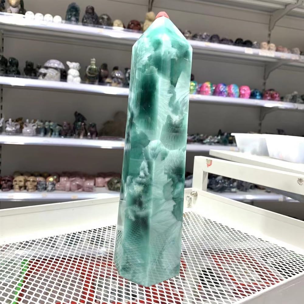 KatLin Natural Ocean Stone Crystal Six-Sided Obelisk Office Decoration