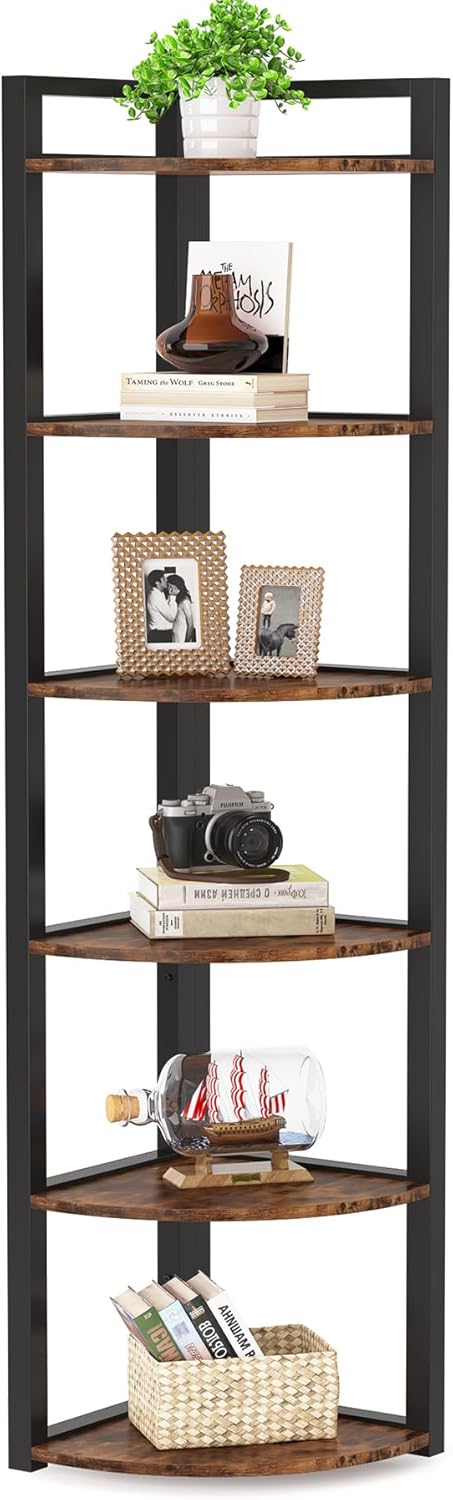 LITTLE TREE 6-Tier Corner Shelf with Metal Frame